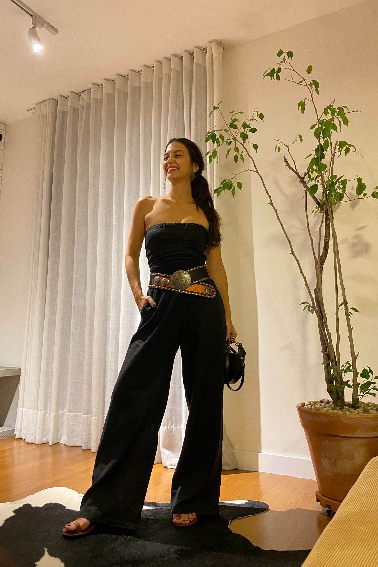 CORSELET LINHO PURO PRETO - BOOBOO