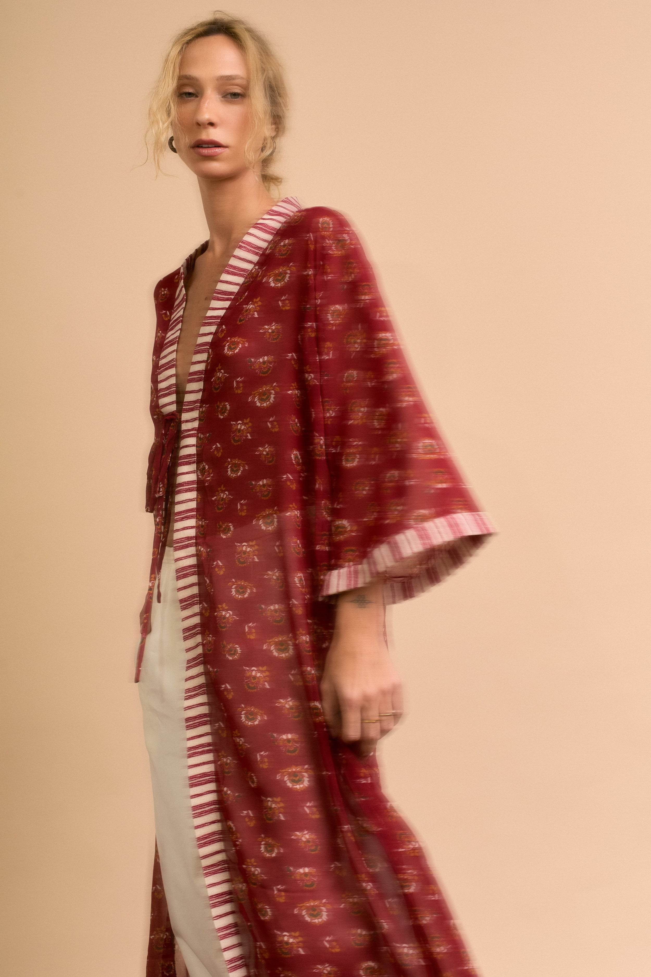 KIMONO LONGO ESTAMPADO MARSALA - BOOBOO