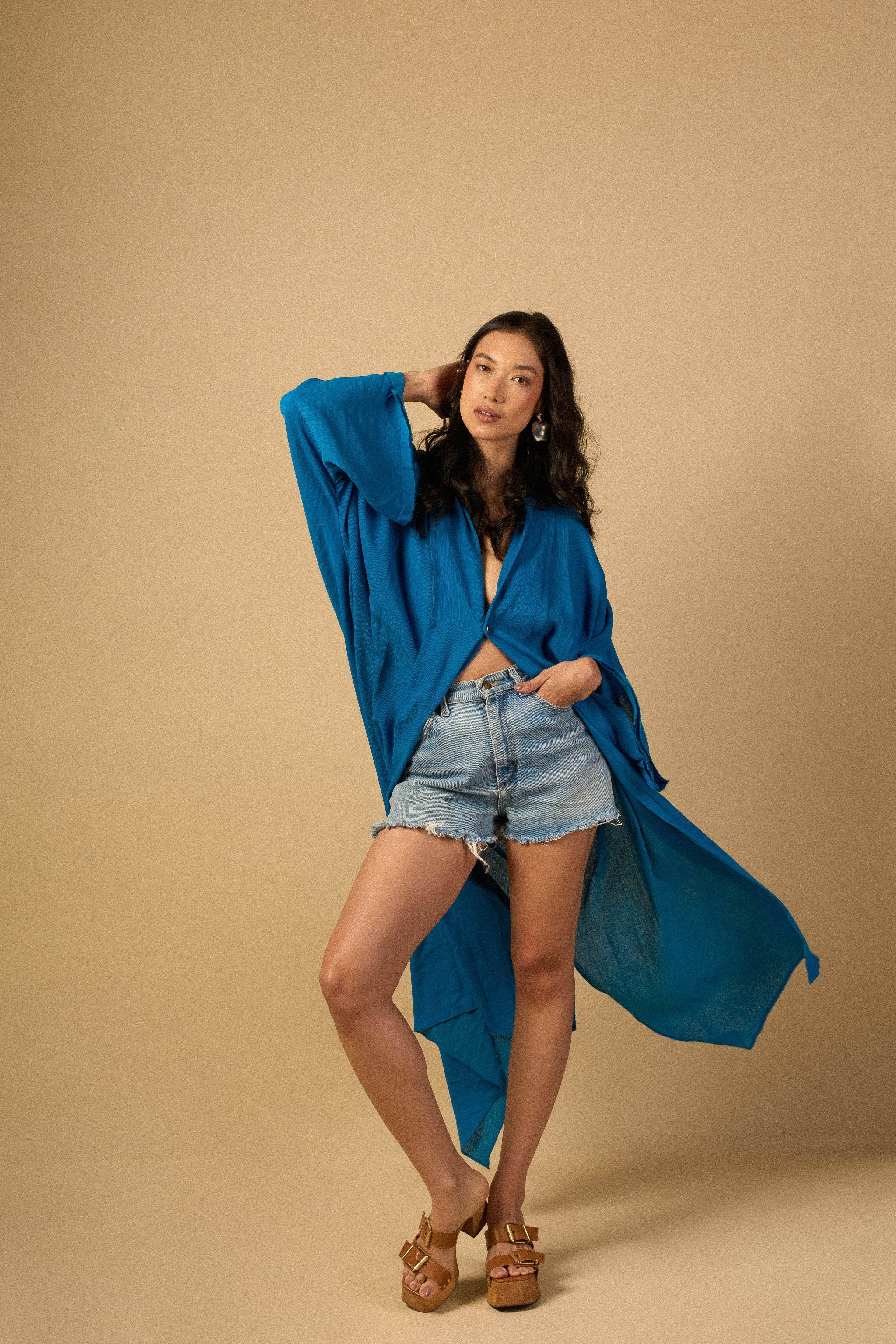 KIMONO YOKO LONGO AZUL ÍNDIGO - BOOBOO