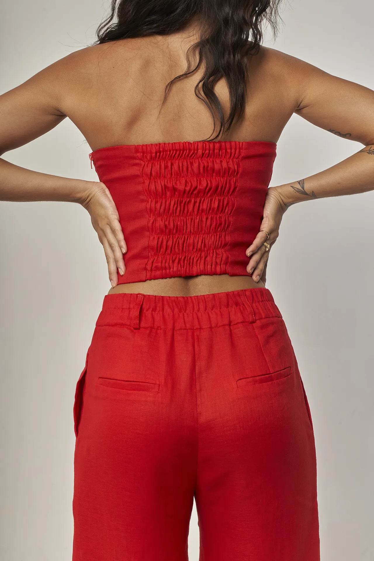 CORSELET LINHO PURO VERMELHO - BOOBOO