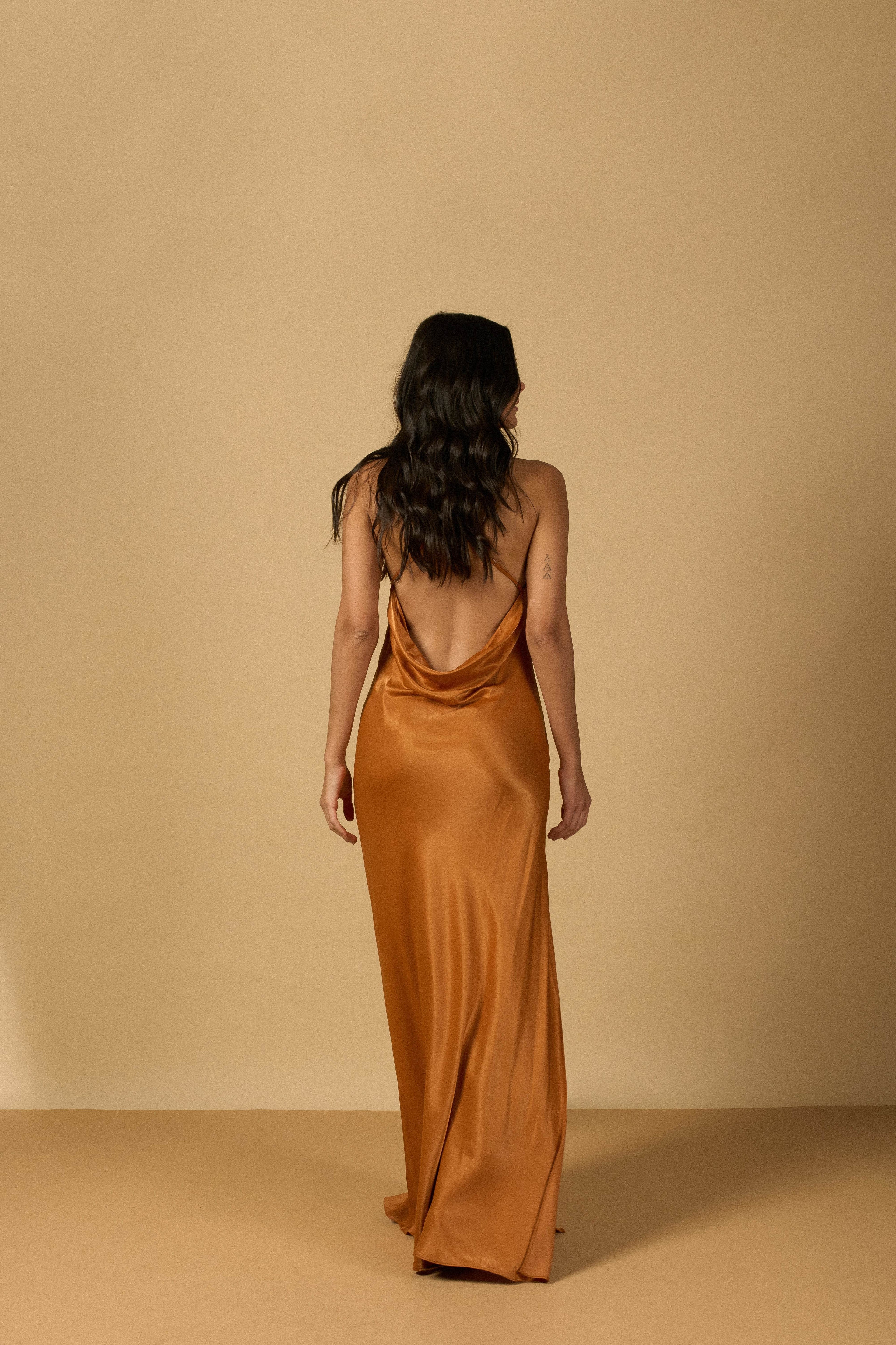 SLIP DRESS LONGO COBRE - BOOBOO