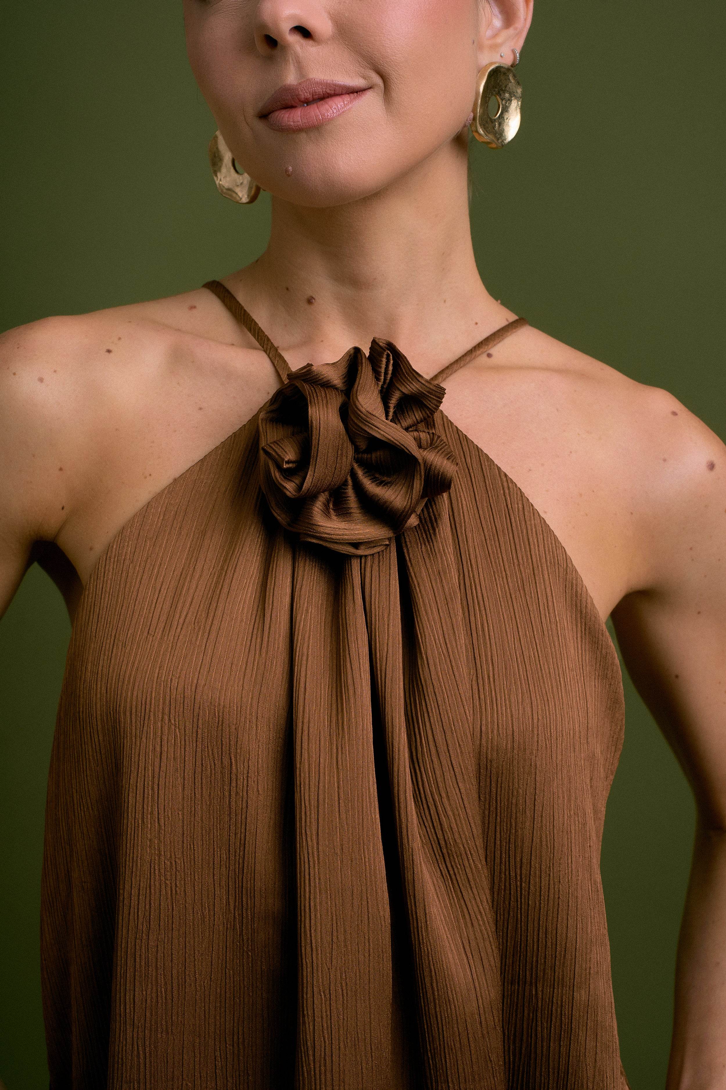 VESTIDO FESTA MARROM - BOOBOO