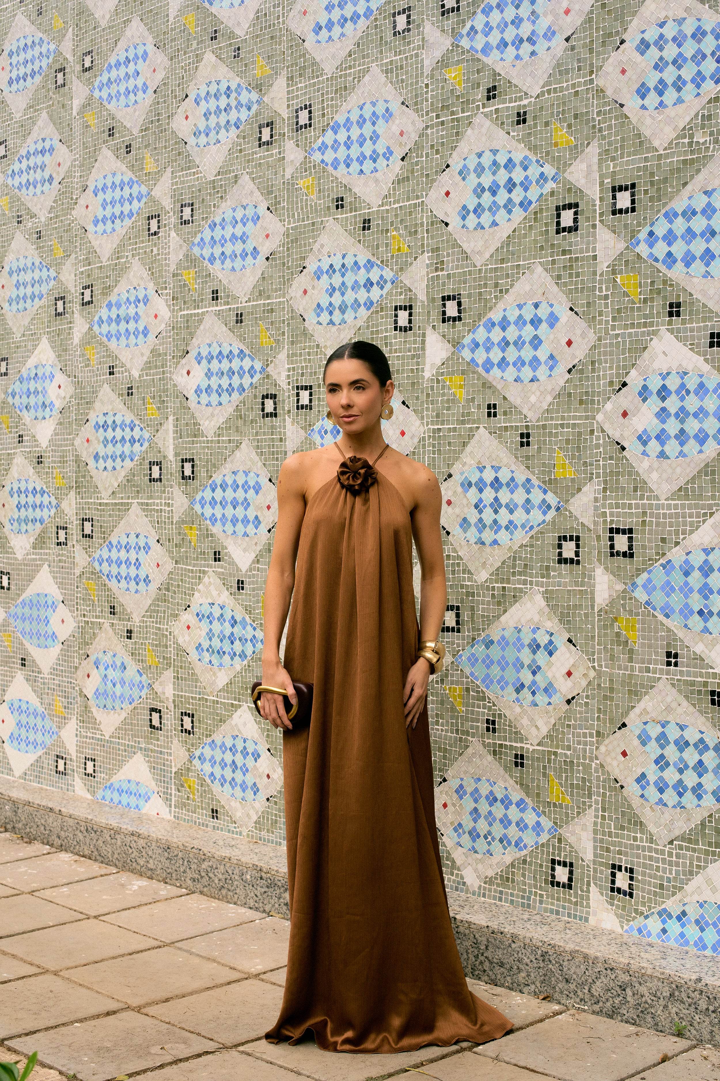 VESTIDO FESTA MARROM - BOOBOO