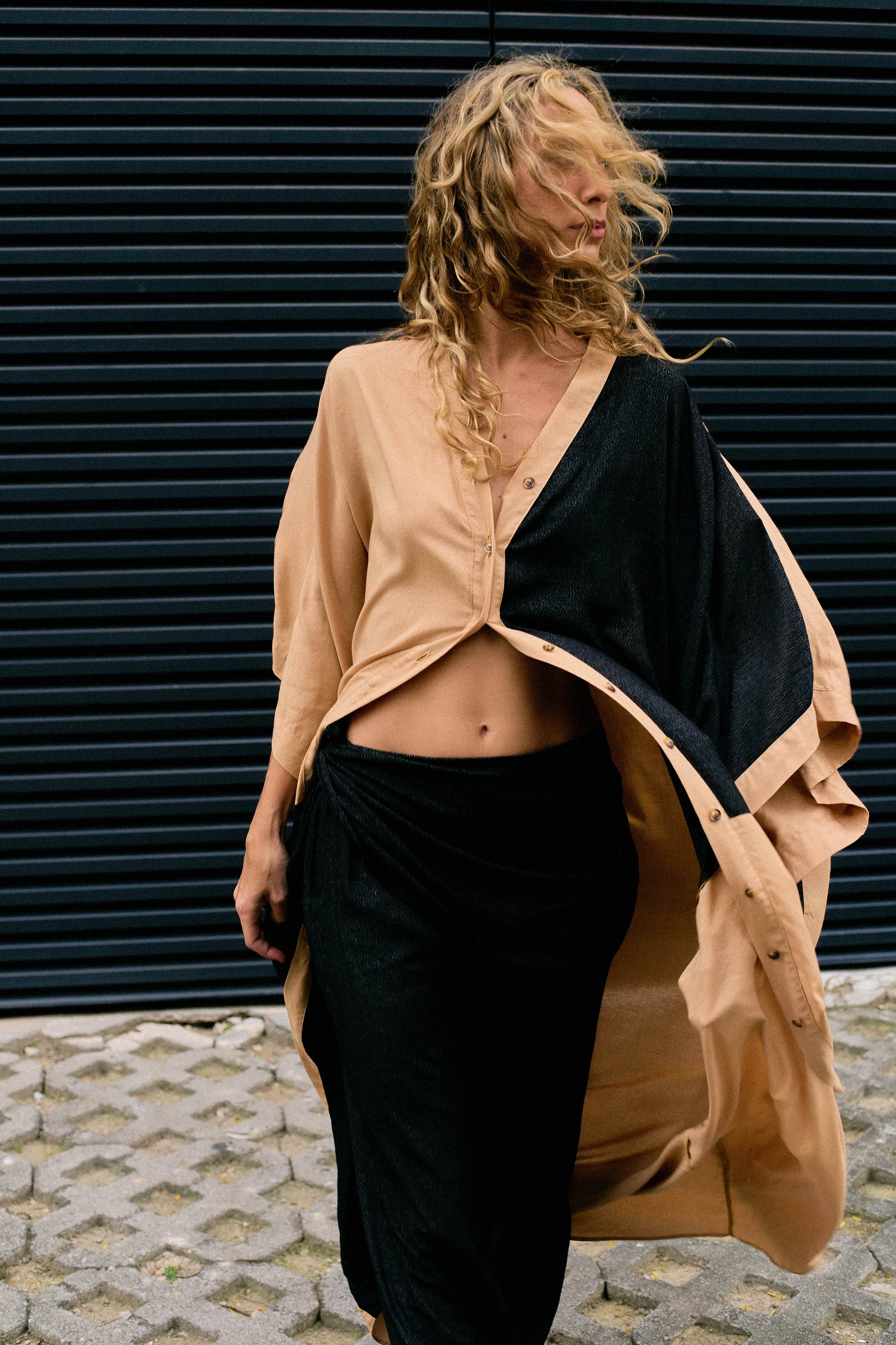 KAFTAN DUAL PRETA E AREIA - BOOBOO