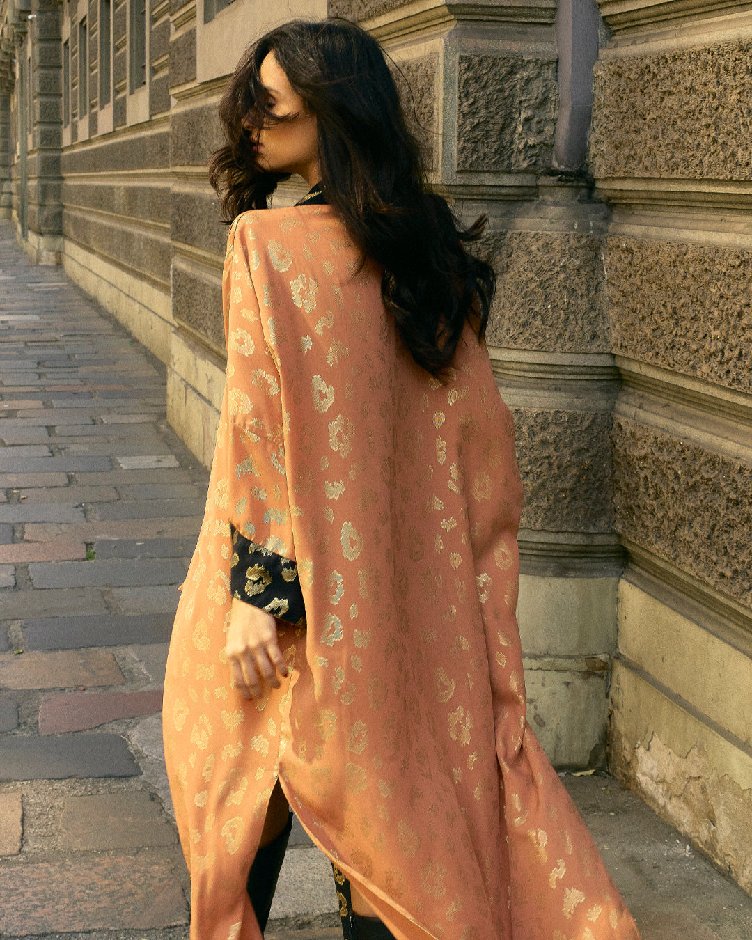 KIMONO ANIMAL PRINT BICOLOR LONGO