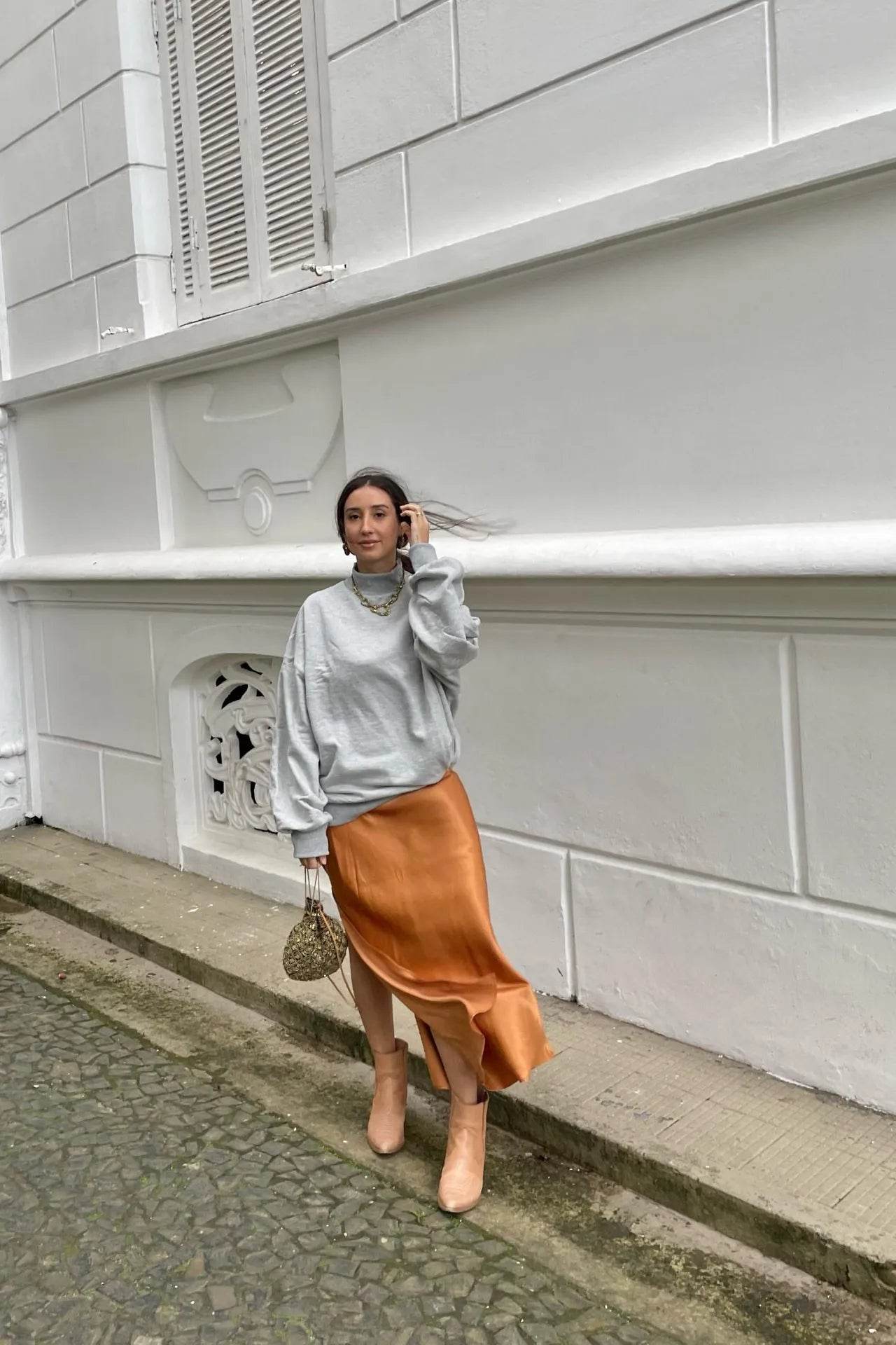 SLIP DRESS LONGO COBRE - BOOBOO