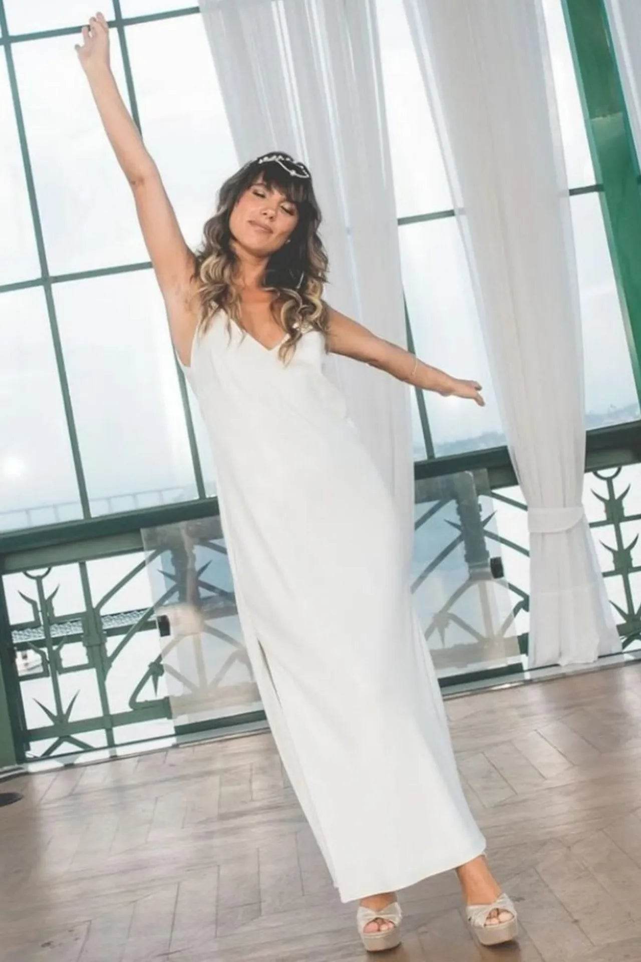 SLIP DRESS OFF WHITE - BOOBOO