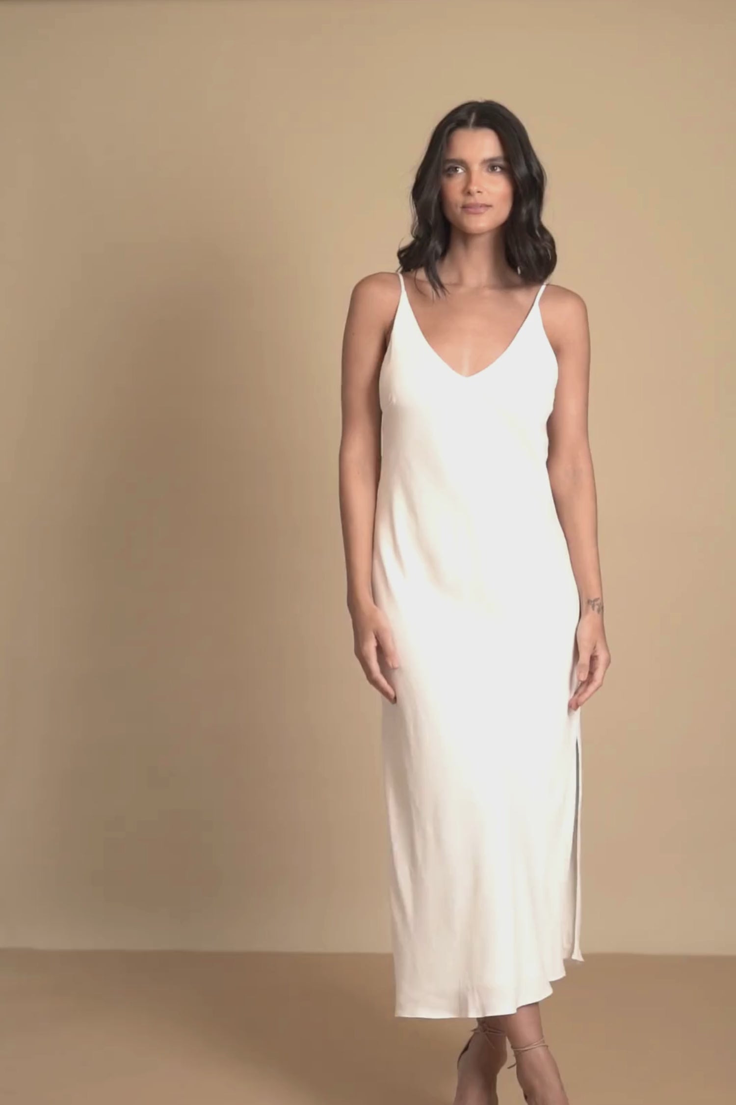 SLIP DRESS OFF WHITE