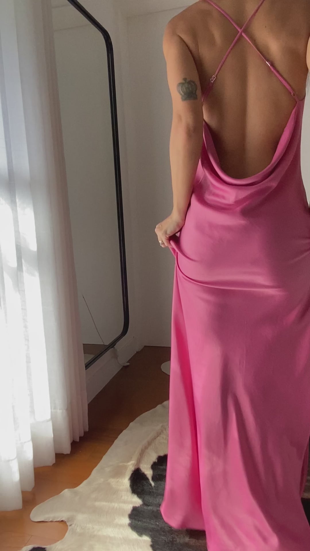 SLIP DRESS LONGO ROSA