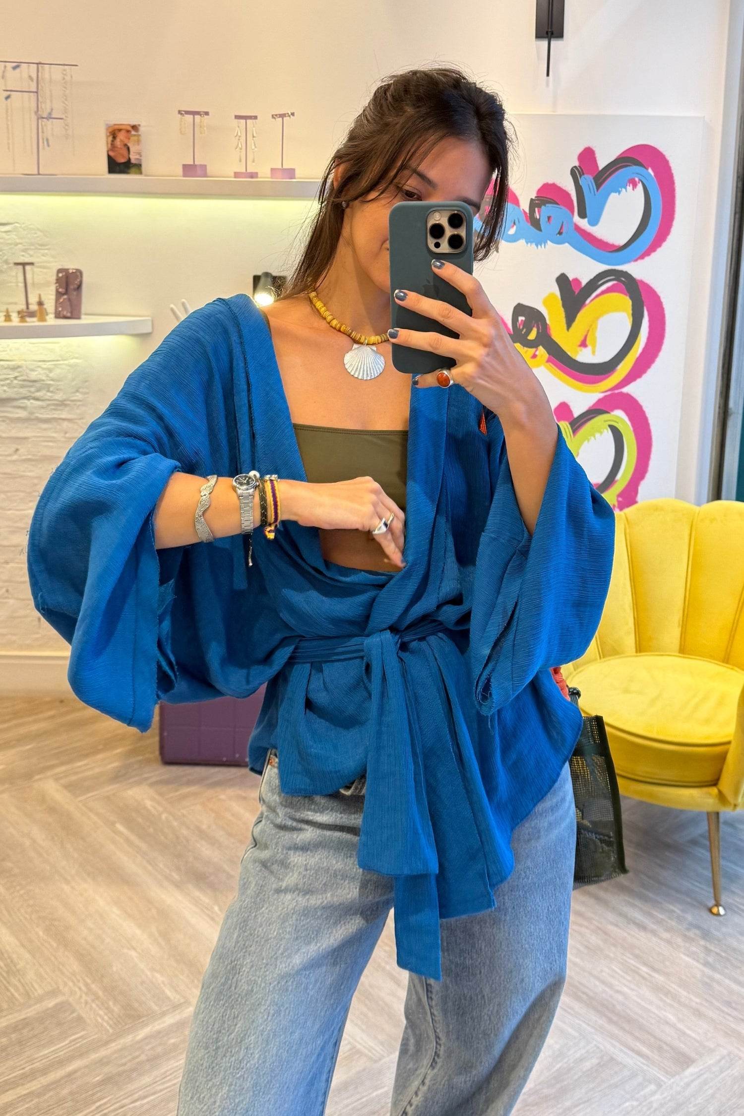 KIMONO YOKO CURTO AZUL ÍNDIGO - BOOBOO