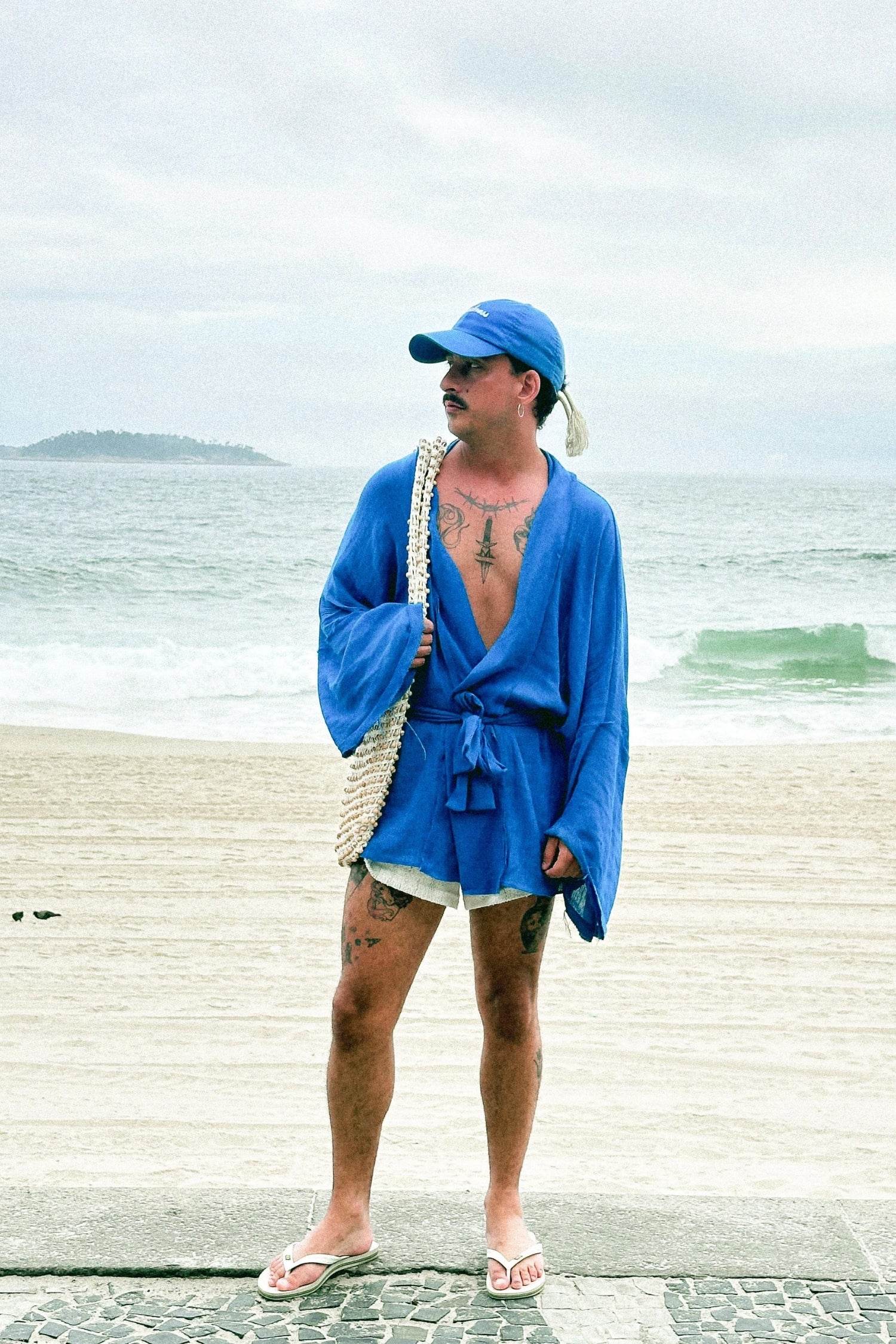 KIMONO YOKO CURTO AZUL ÍNDIGO - BOOBOO