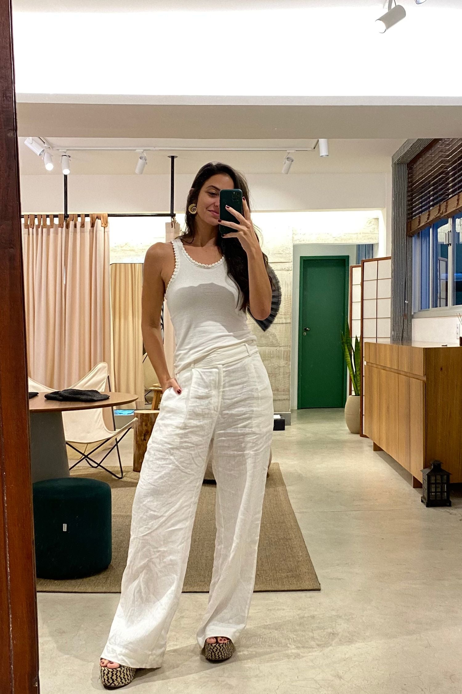 CALÇA LINHO PURO OFF WHITE