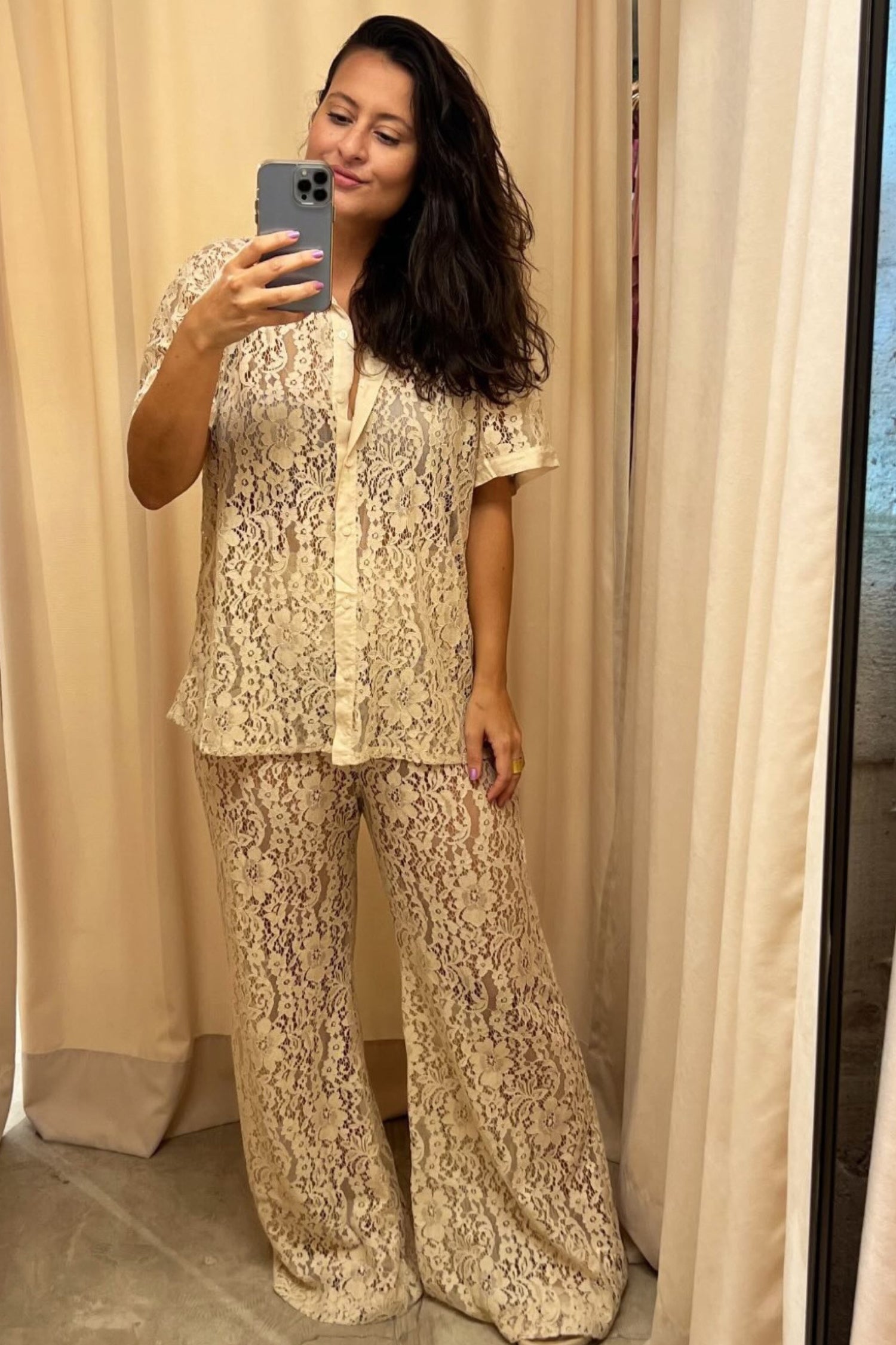 CAMISA RENDA BEGE
