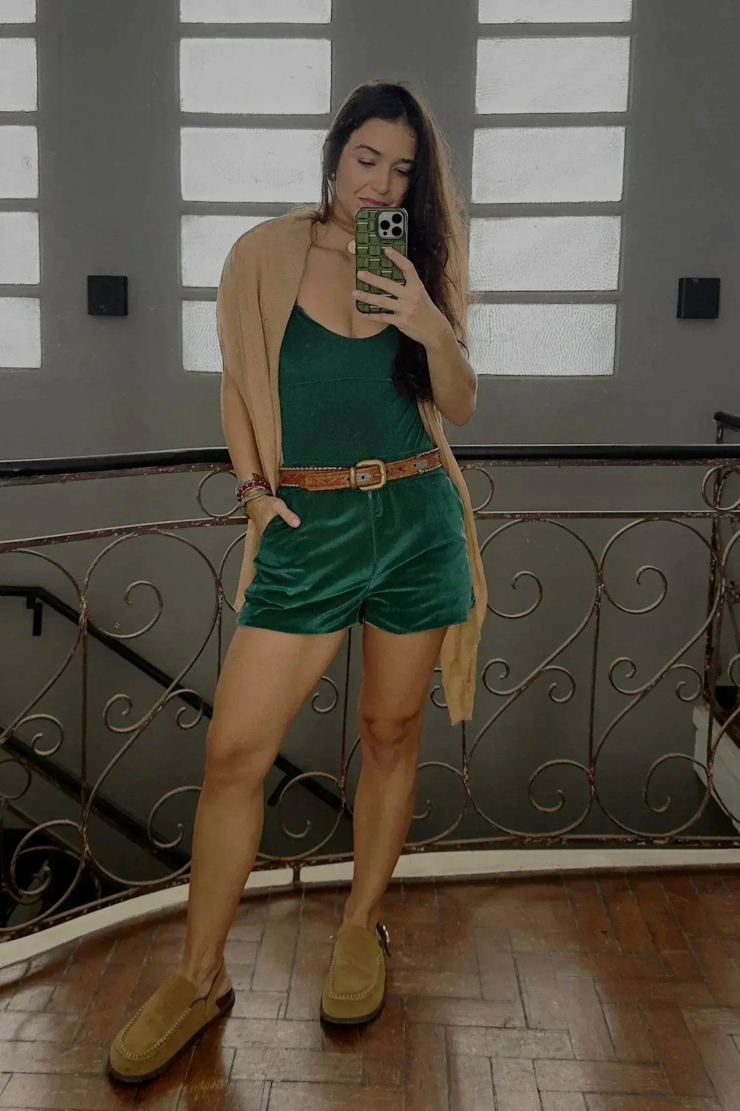 SHORT VELUDO VERDE-BOOBOO