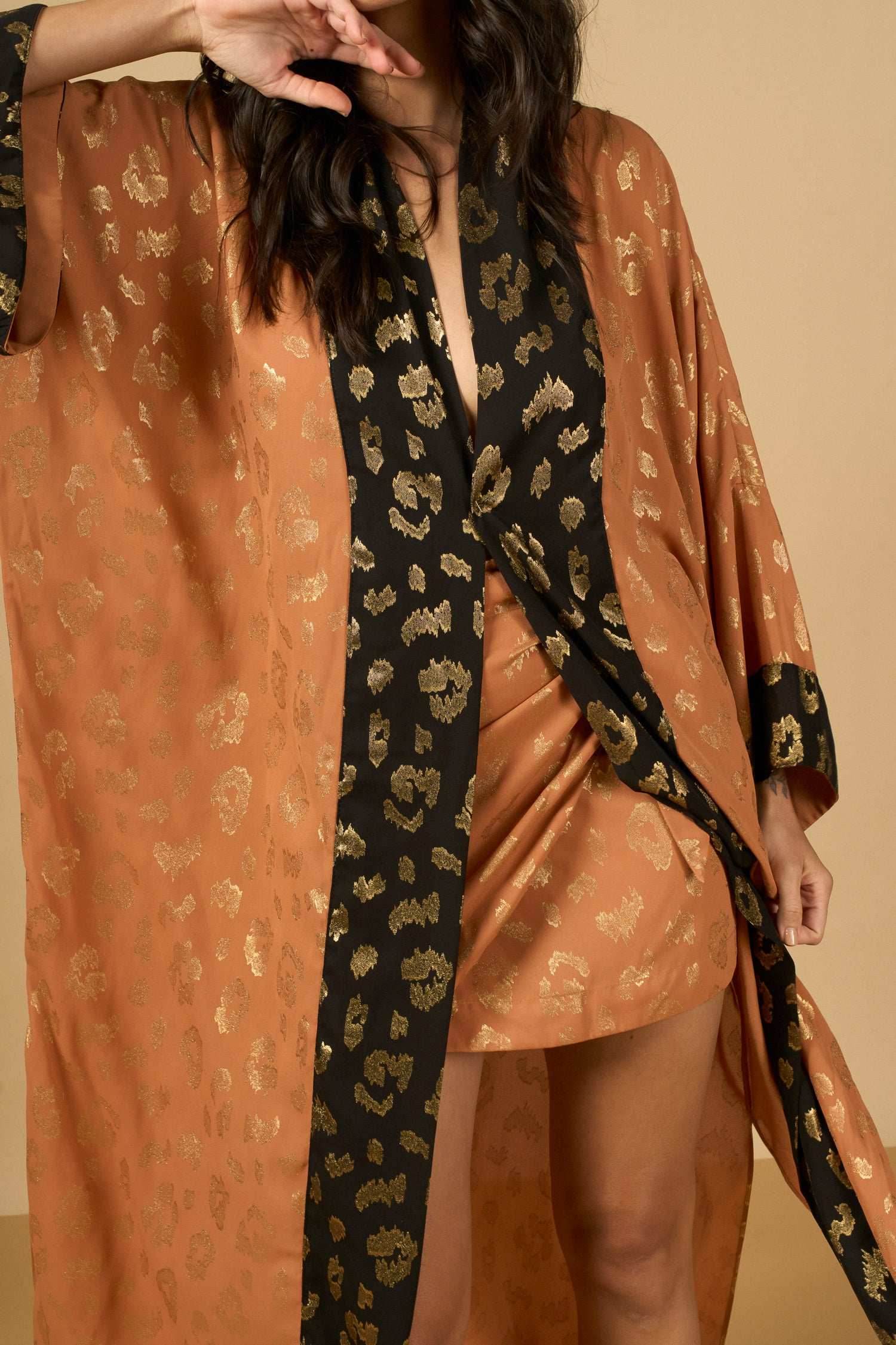 KIMONO ANIMAL PRINT BICOLOR LONGO - BOOBOO