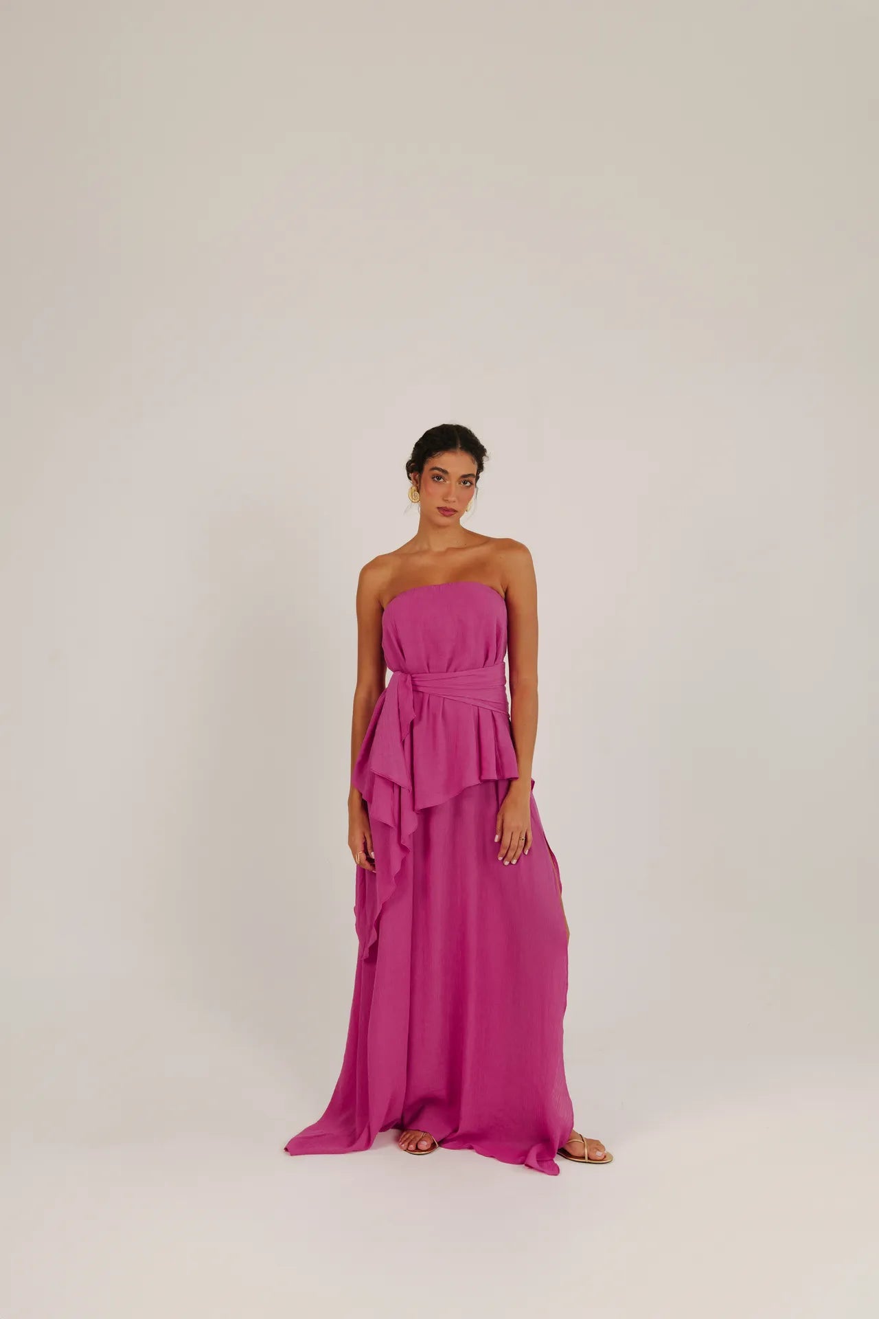 VESTIDO LONGO CAMADA ROSA