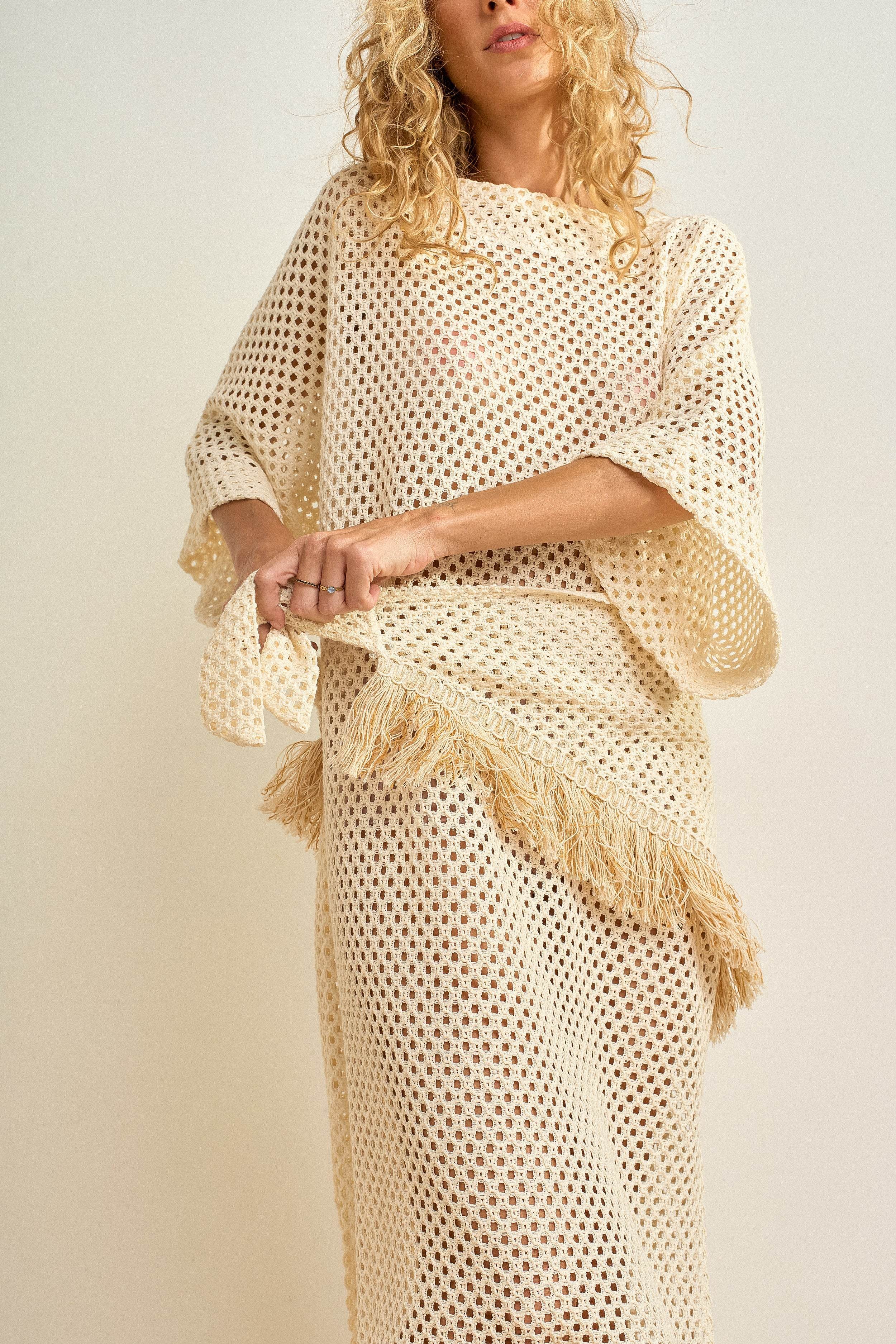 CONJUNTO TÚNICA E LENÇO FRANJA - BOOBOO