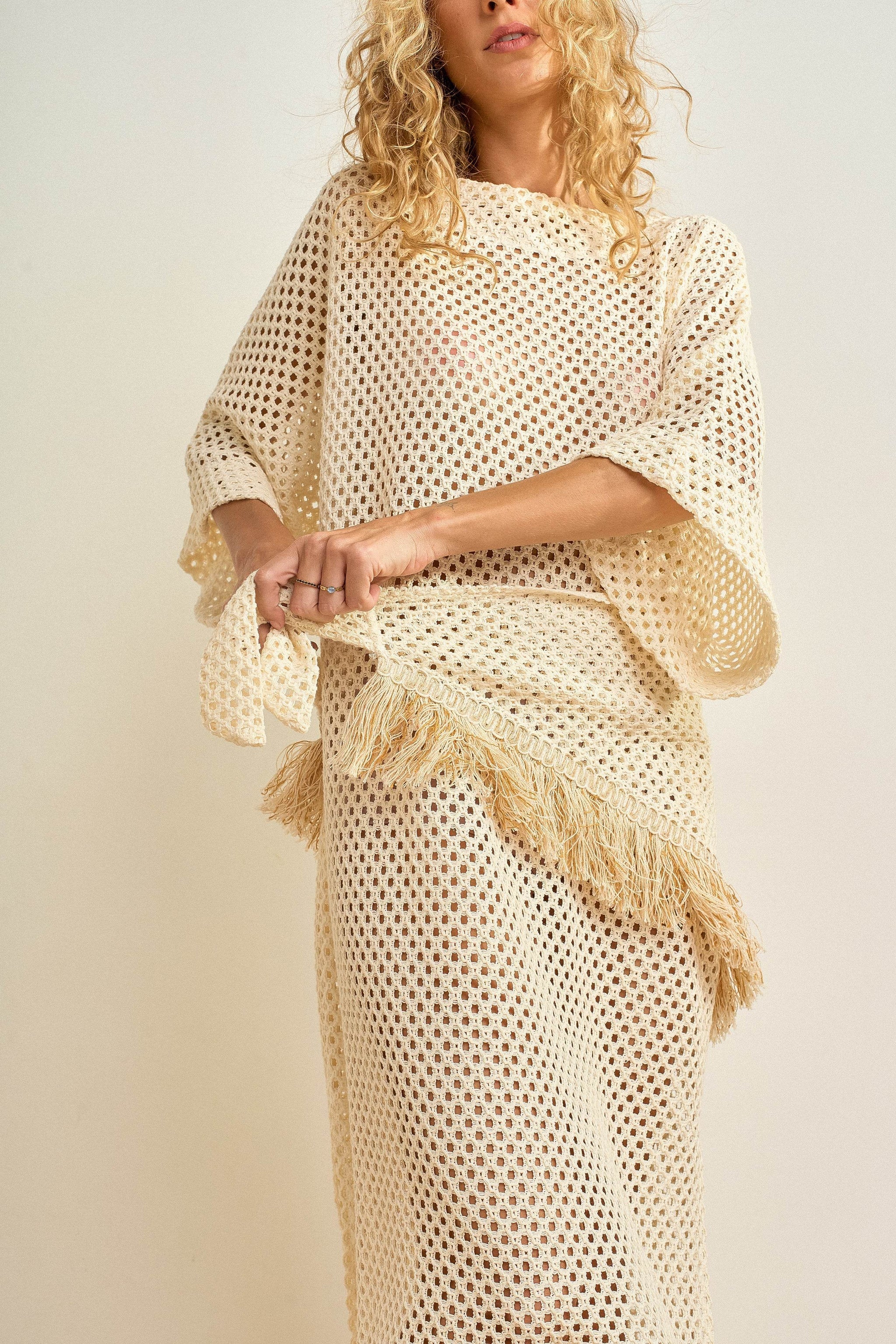 CONJUNTO TÚNICA E LENÇO FRANJA - BOOBOO