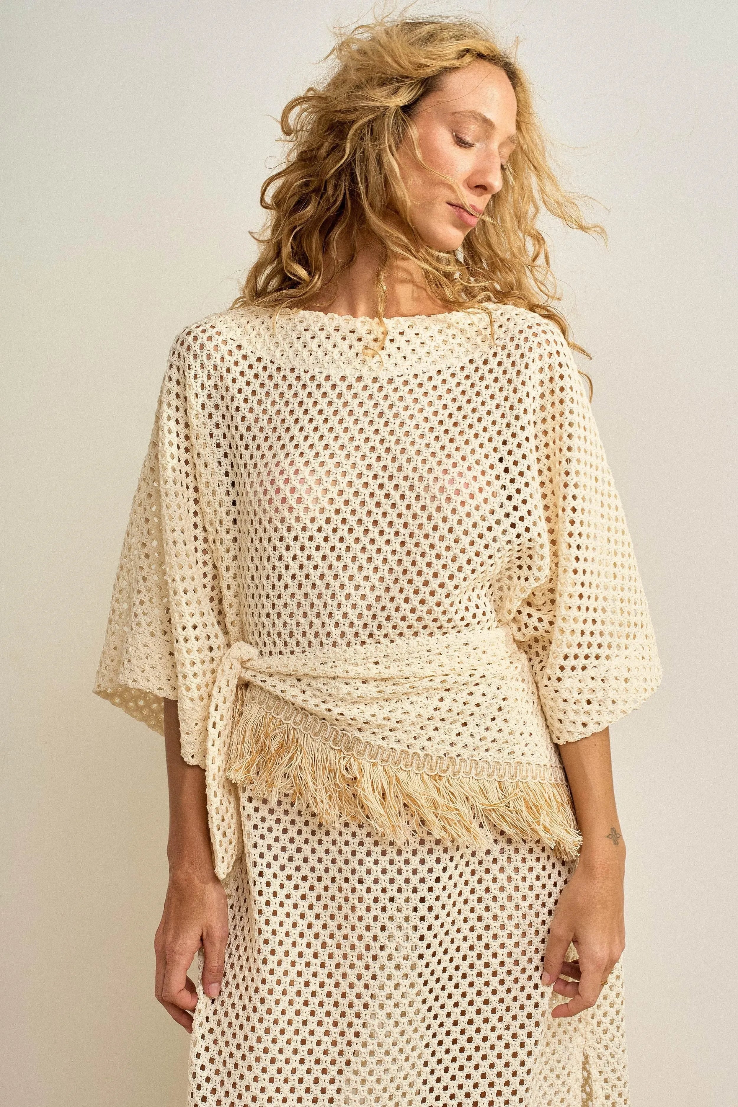 CONJUNTO TÚNICA E LENÇO FRANJA-BOOBOO