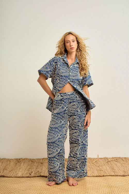 CONJUNTO BORDADO AZUL MARINHO-BOOBOO