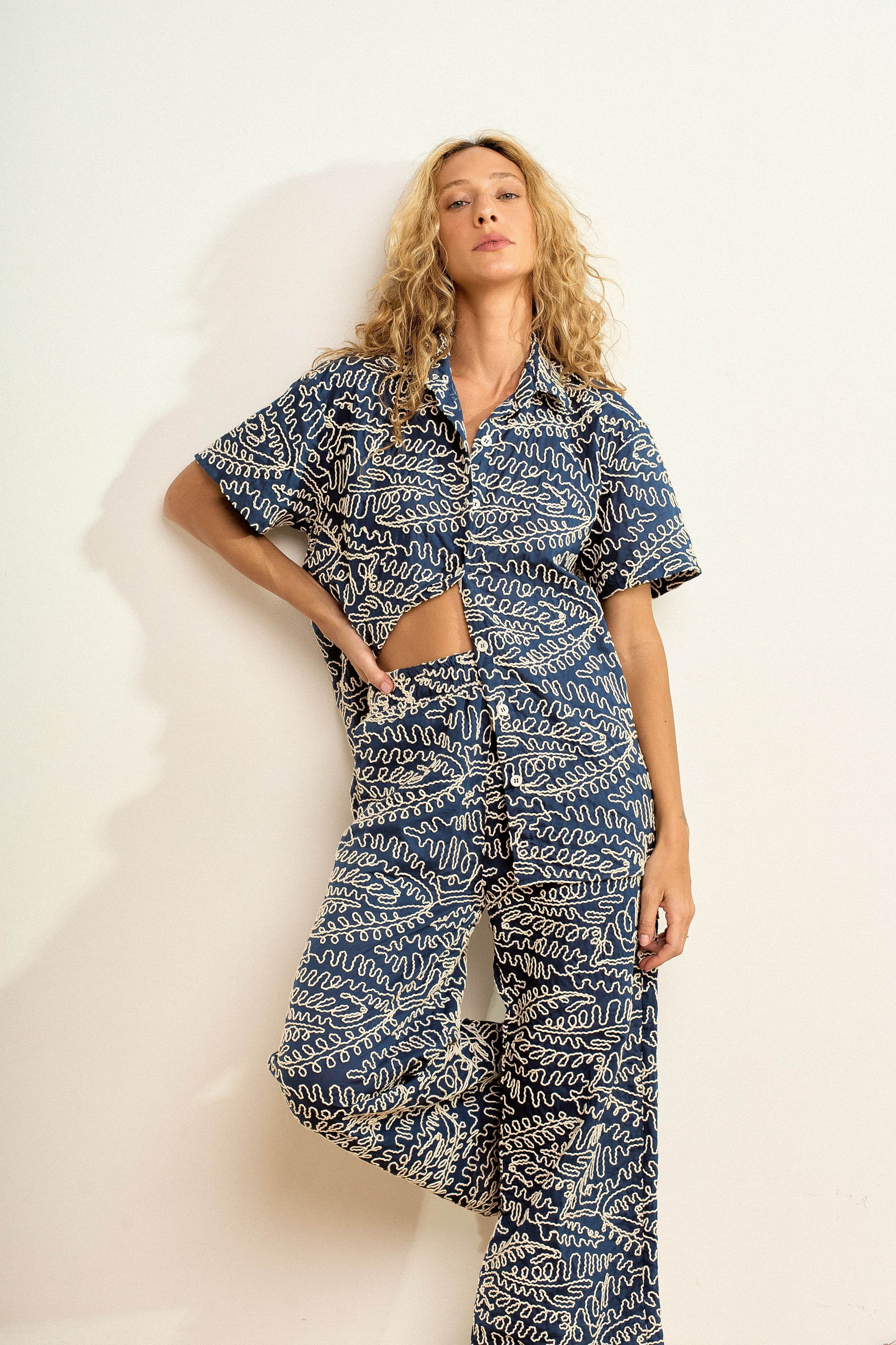 CONJUNTO BORDADO AZUL MARINHO - BOOBOO