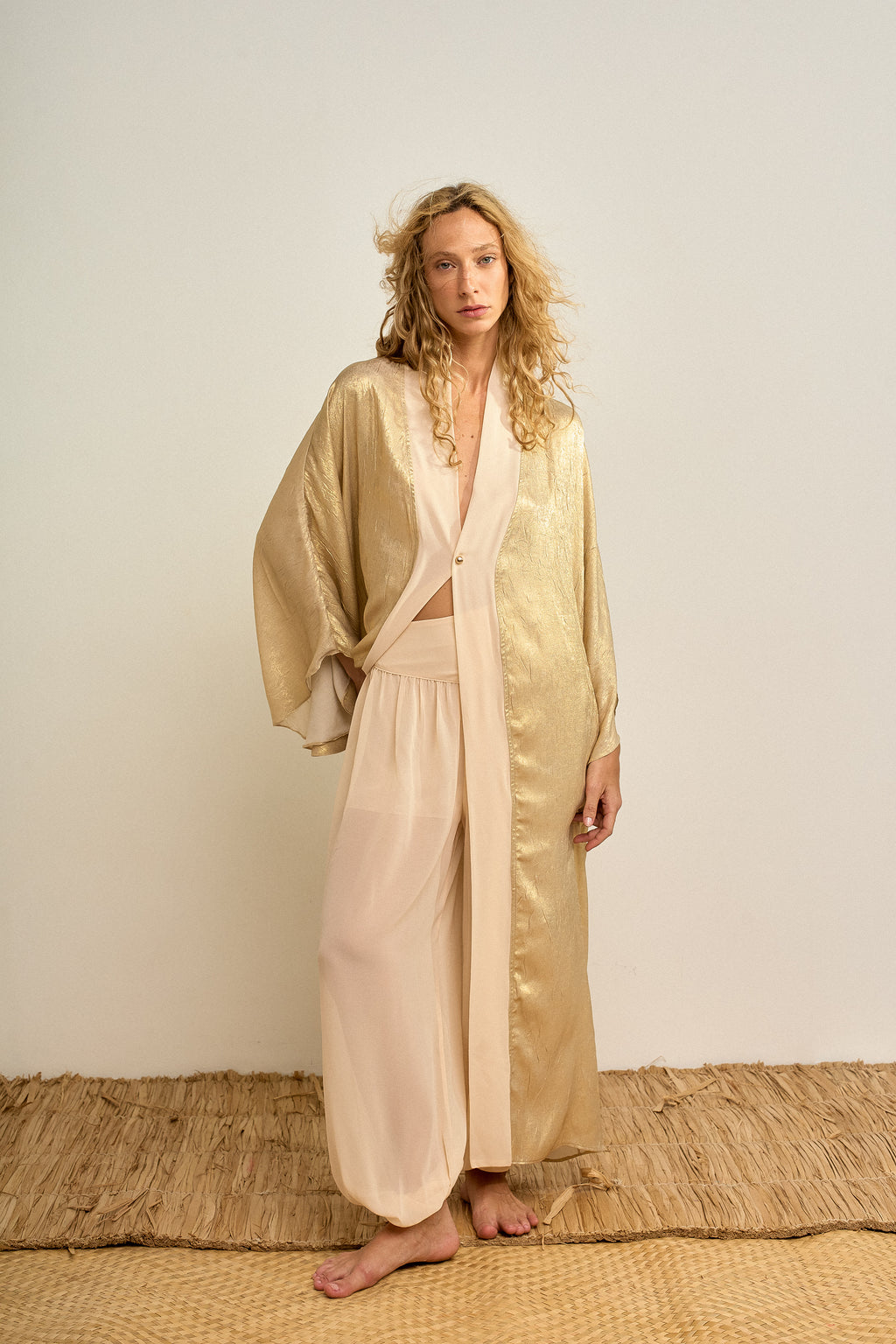 KIMONO LEQUE OURO VELHO E AVEIA