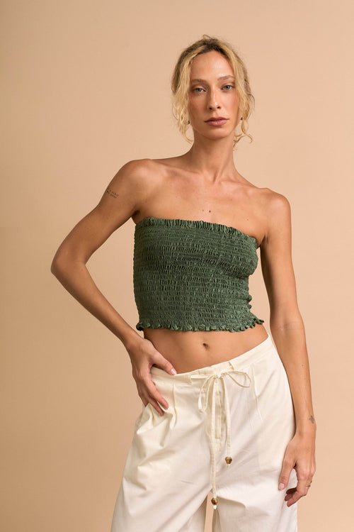 BLUSA LASTEX VERDE - BOOBOO