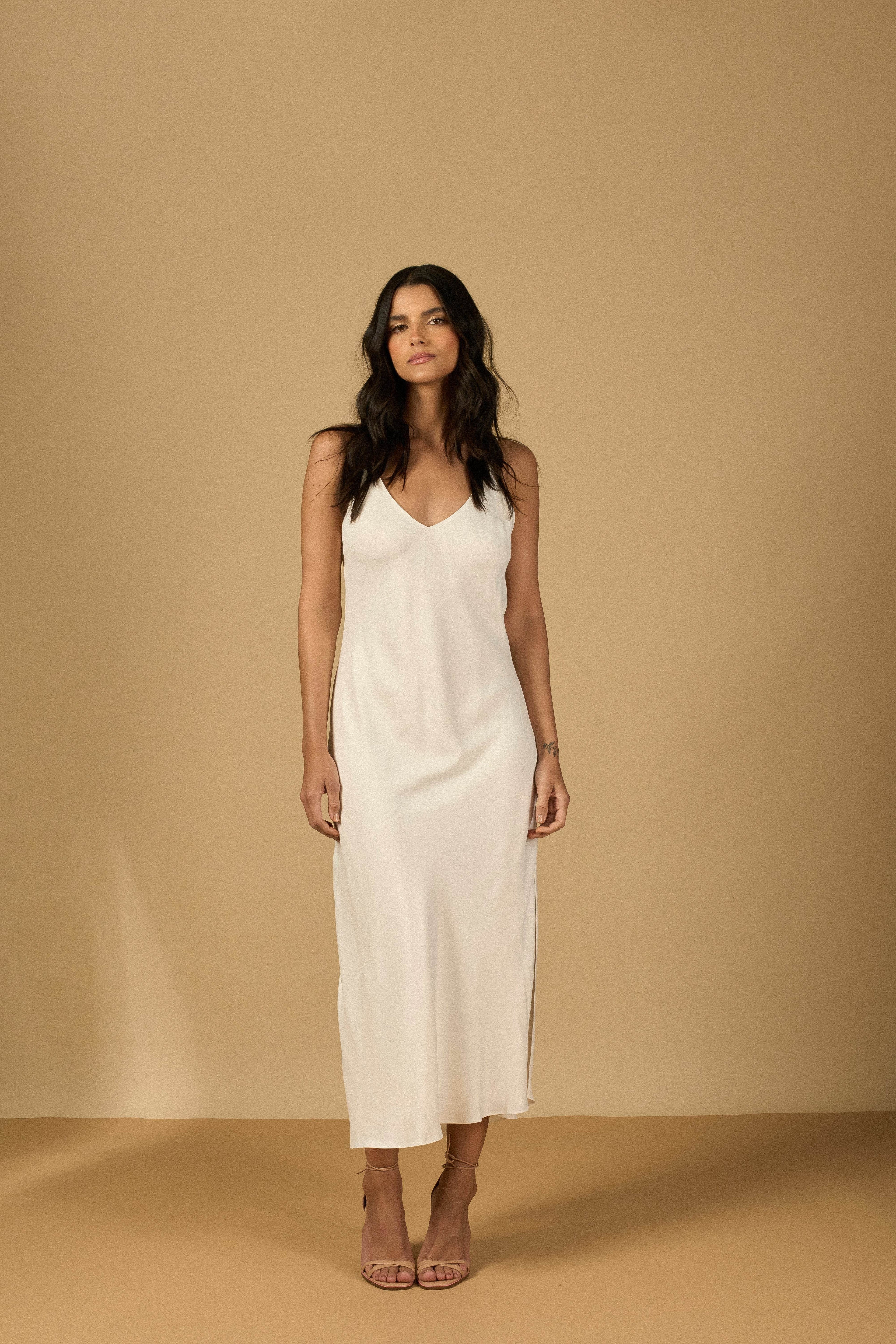 SLIP DRESS OFF WHITE - BOOBOO