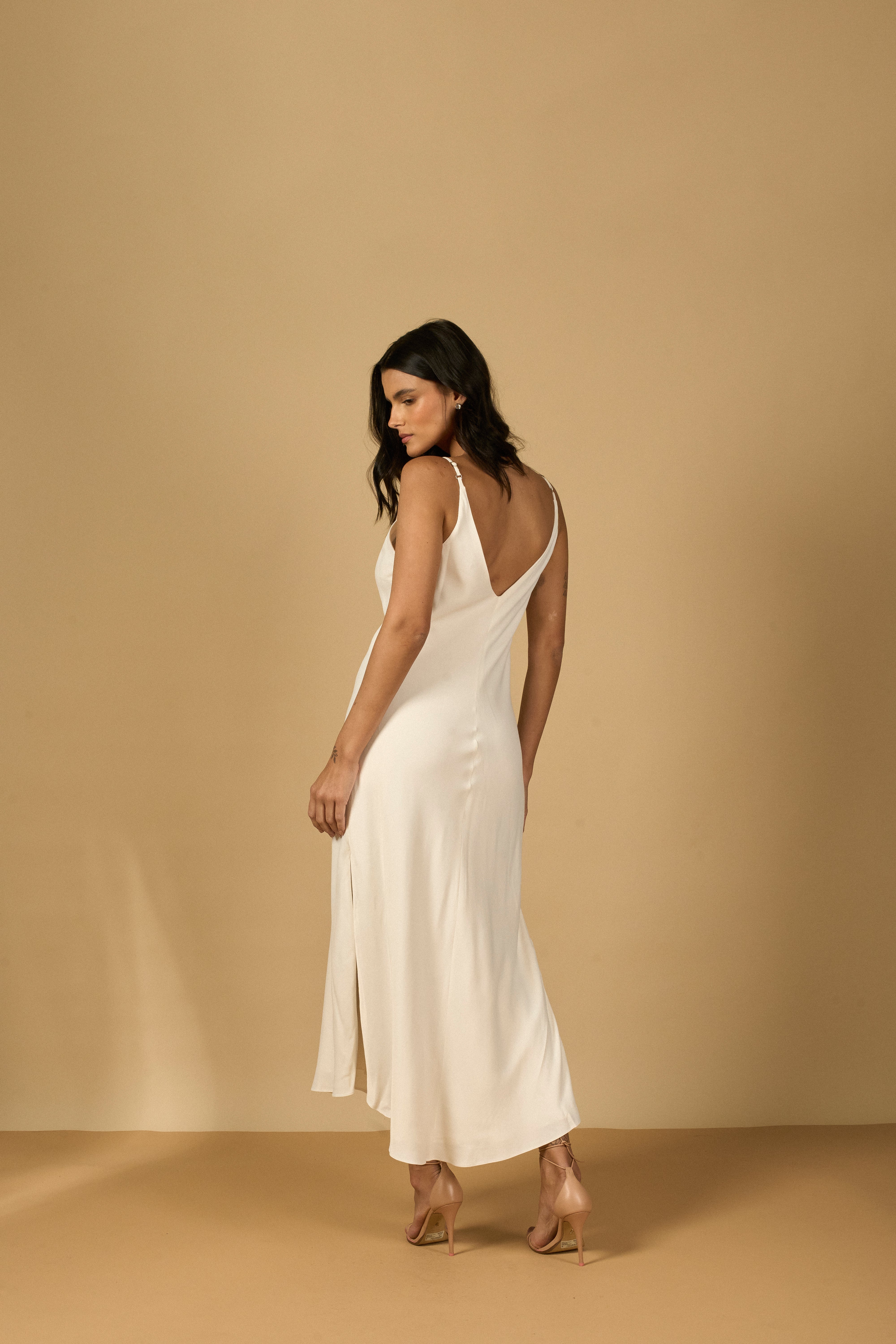 SLIP DRESS OFF WHITE