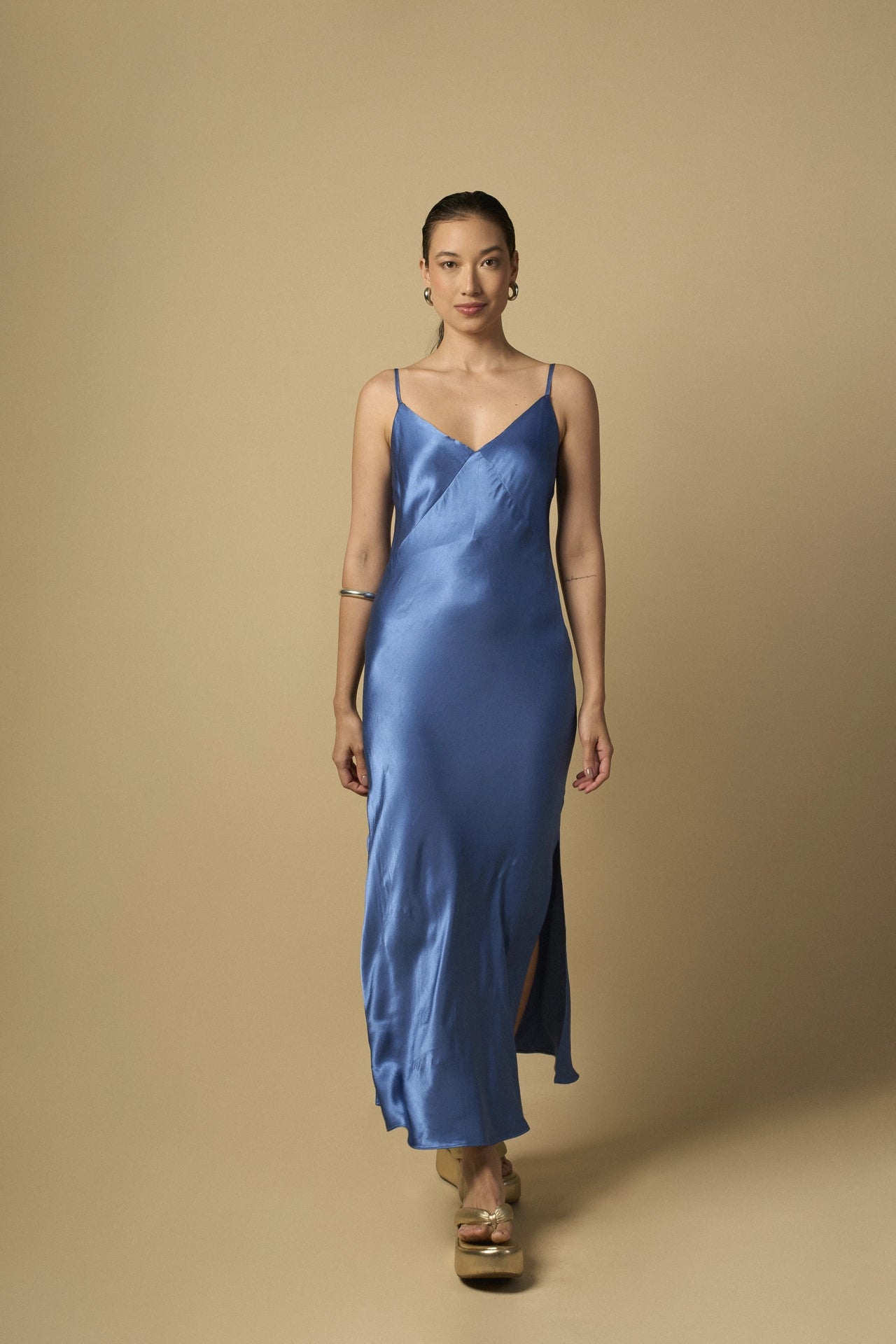 SLIP DRESS AZUL