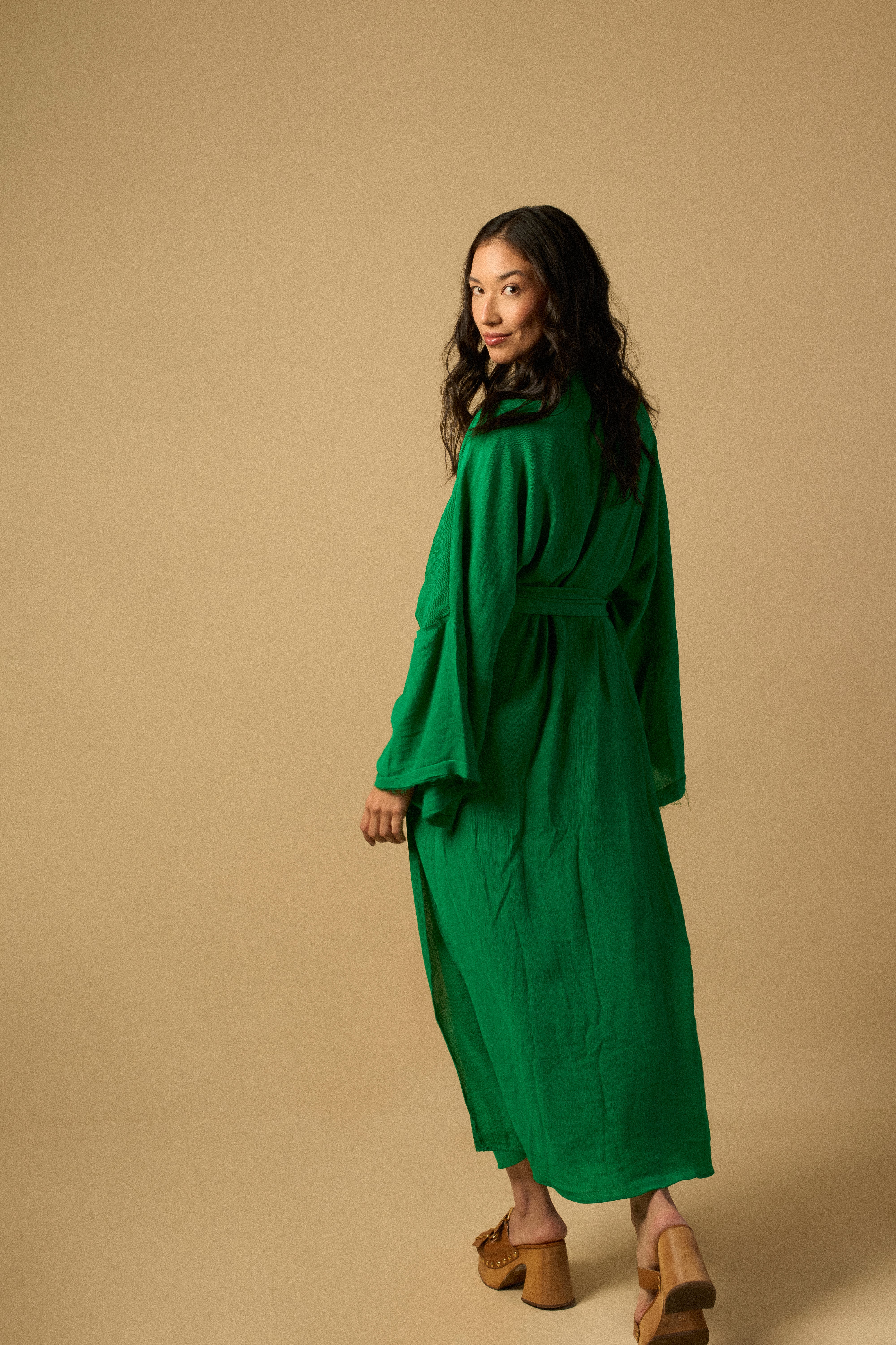 KIMONO YOKO LONGO VERDE BANDEIRA