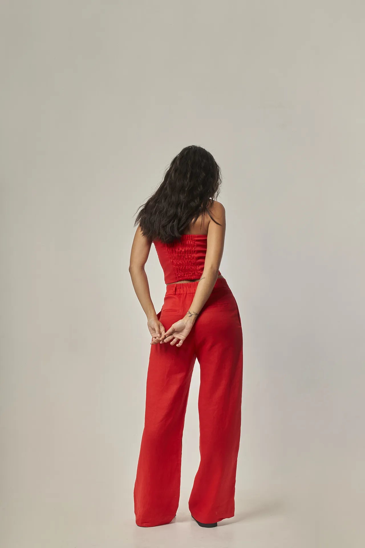 CALÇA LINHO PURO VERMELHO