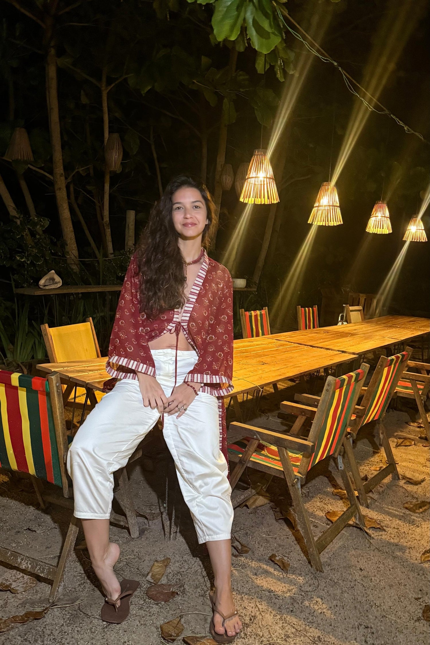 KIMONO LONGO ESTAMPADO MARSALA