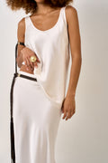 CONJUNTO SAIA + REGATA ACETINADA OFF WHITE