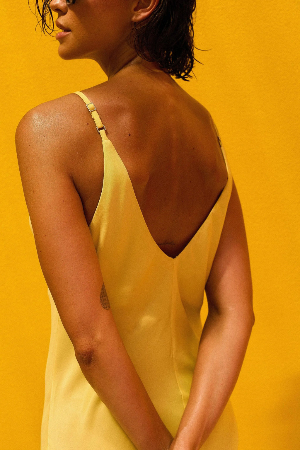 SLIP DRESS AMARELO COM RENDA-BOOBOO