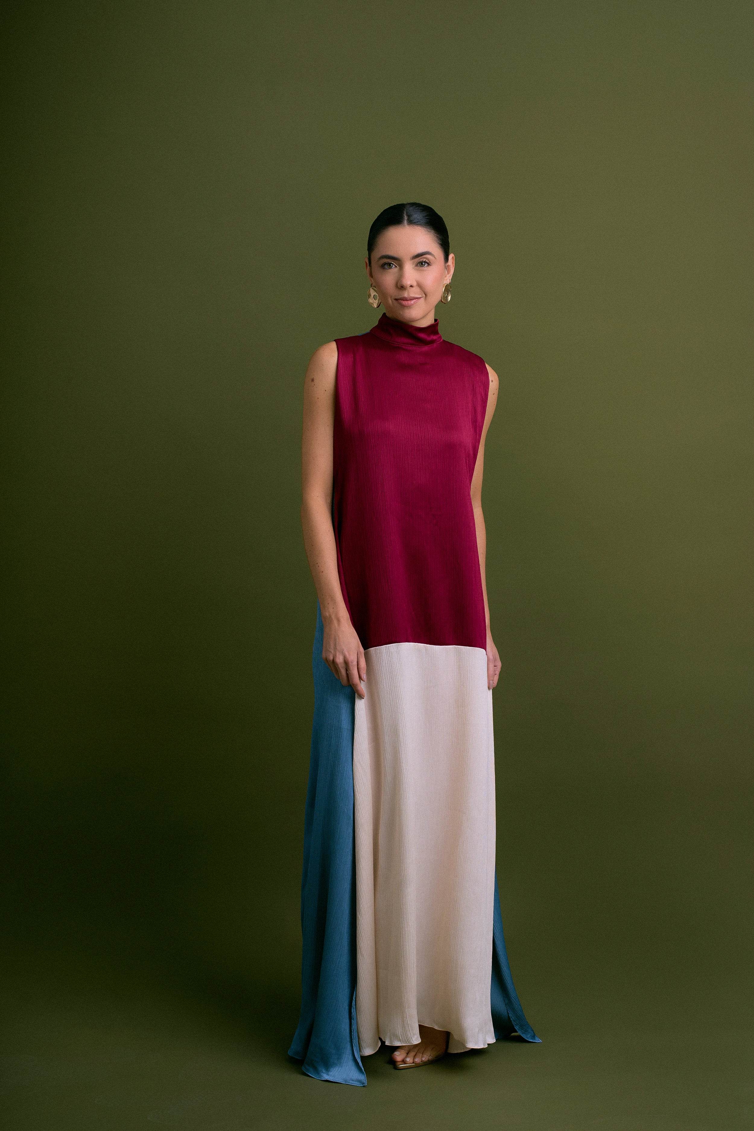 VESTIDO FESTA COLOR BLOCK - BOOBOO