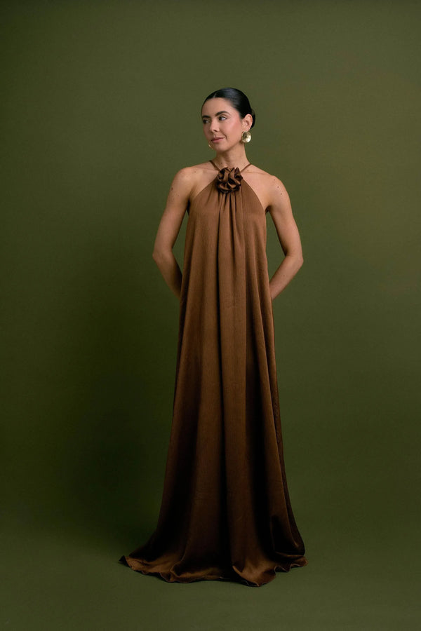 VESTIDO FESTA MARROM-BOOBOO