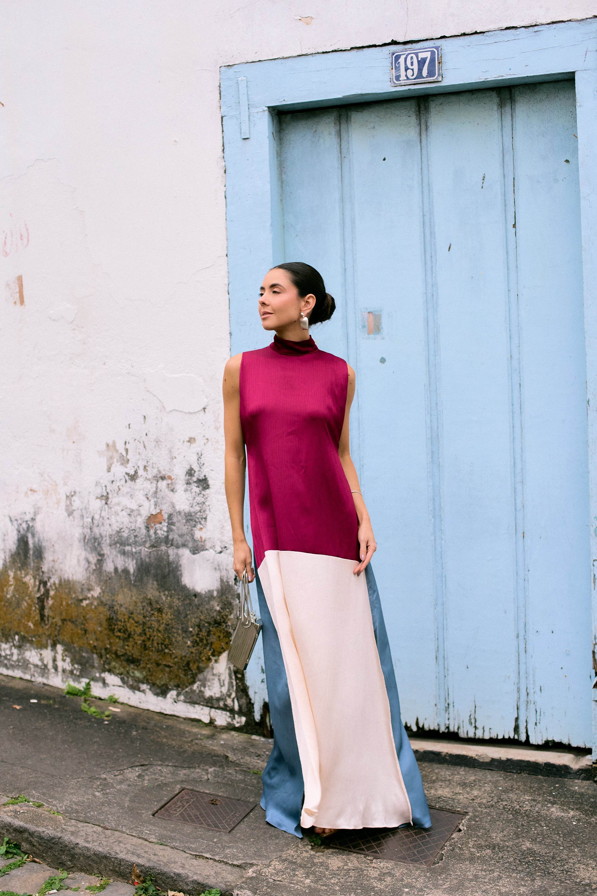 VESTIDO FESTA COLOR BLOCK - BOOBOO
