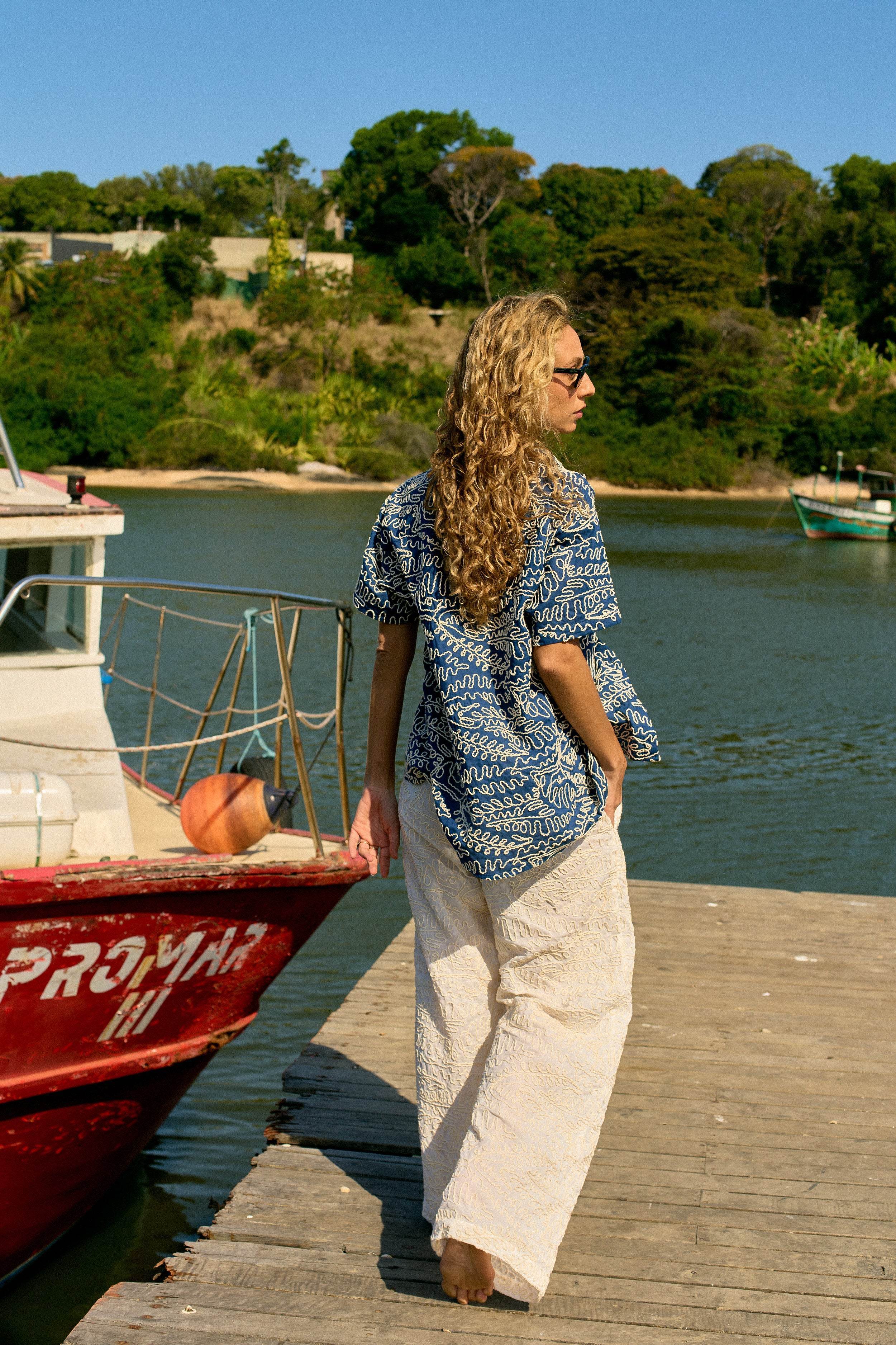 CONJUNTO AZUL E OFF WHITE - BOOBOO