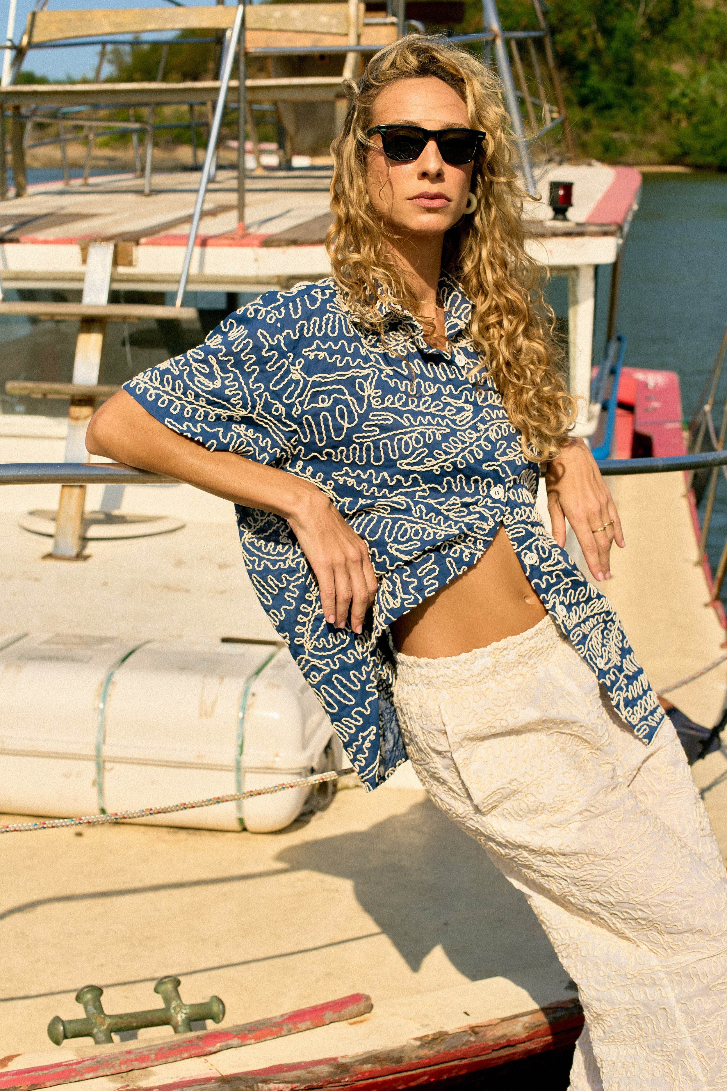 CONJUNTO AZUL E OFF WHITE - BOOBOO