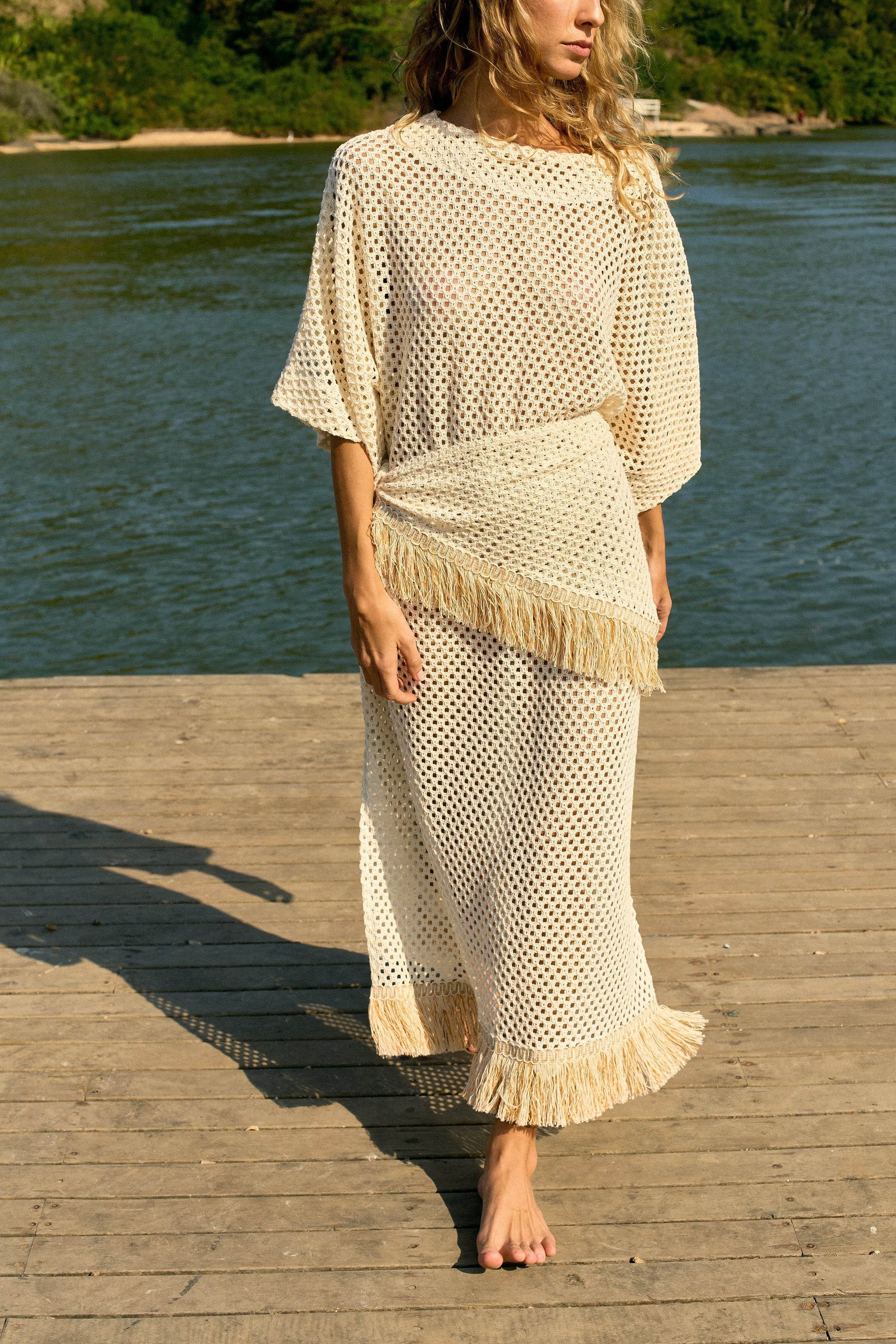 CONJUNTO TÚNICA E LENÇO FRANJA - BOOBOO