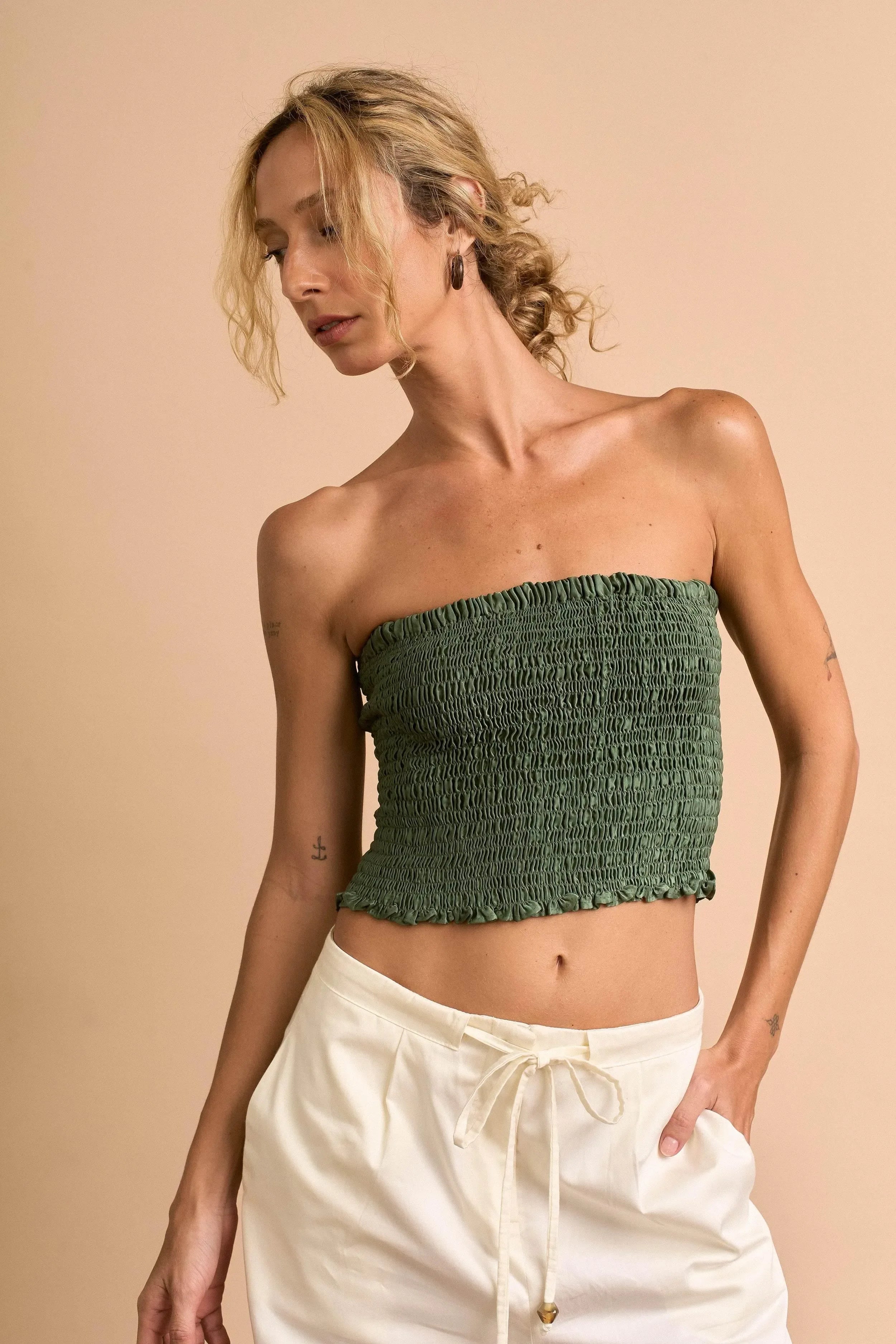 BLUSA LASTEX VERDE-BOOBOO