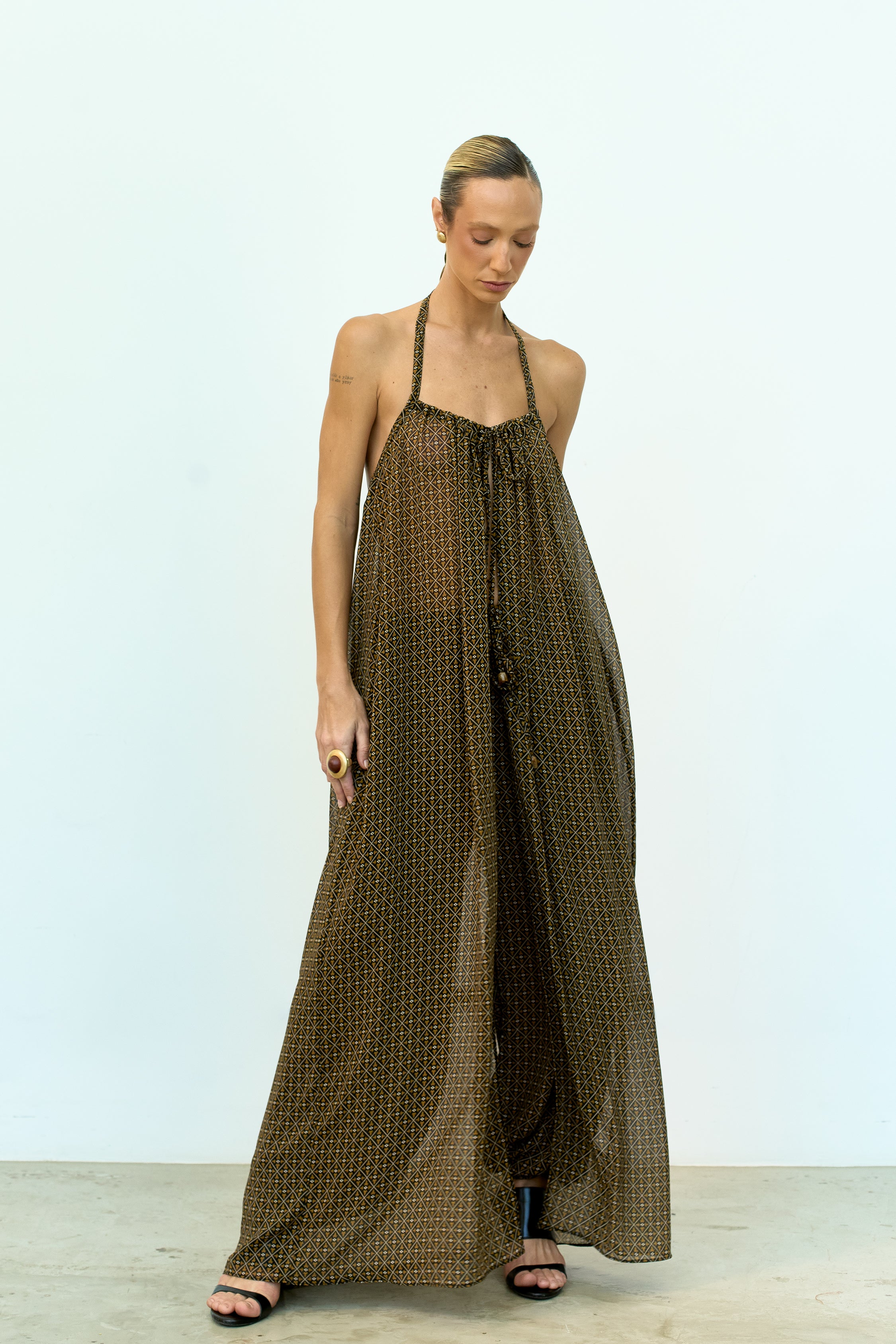 MAXI TÚNICA ESTAMPADA + CALÇA BALLOON ESTAMPADA