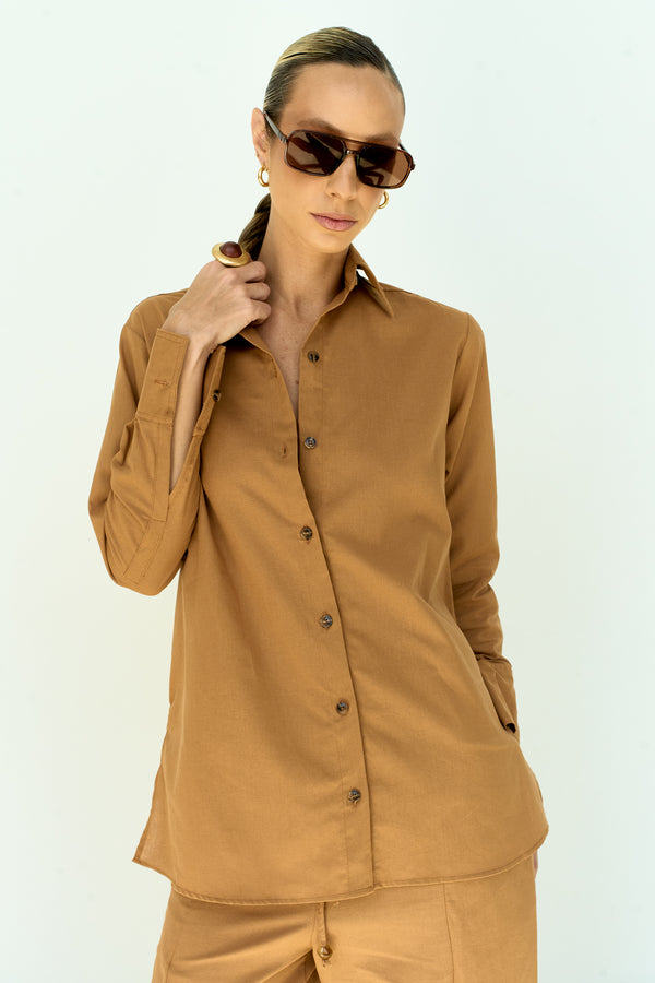 CAMISA LINHO MOCCA