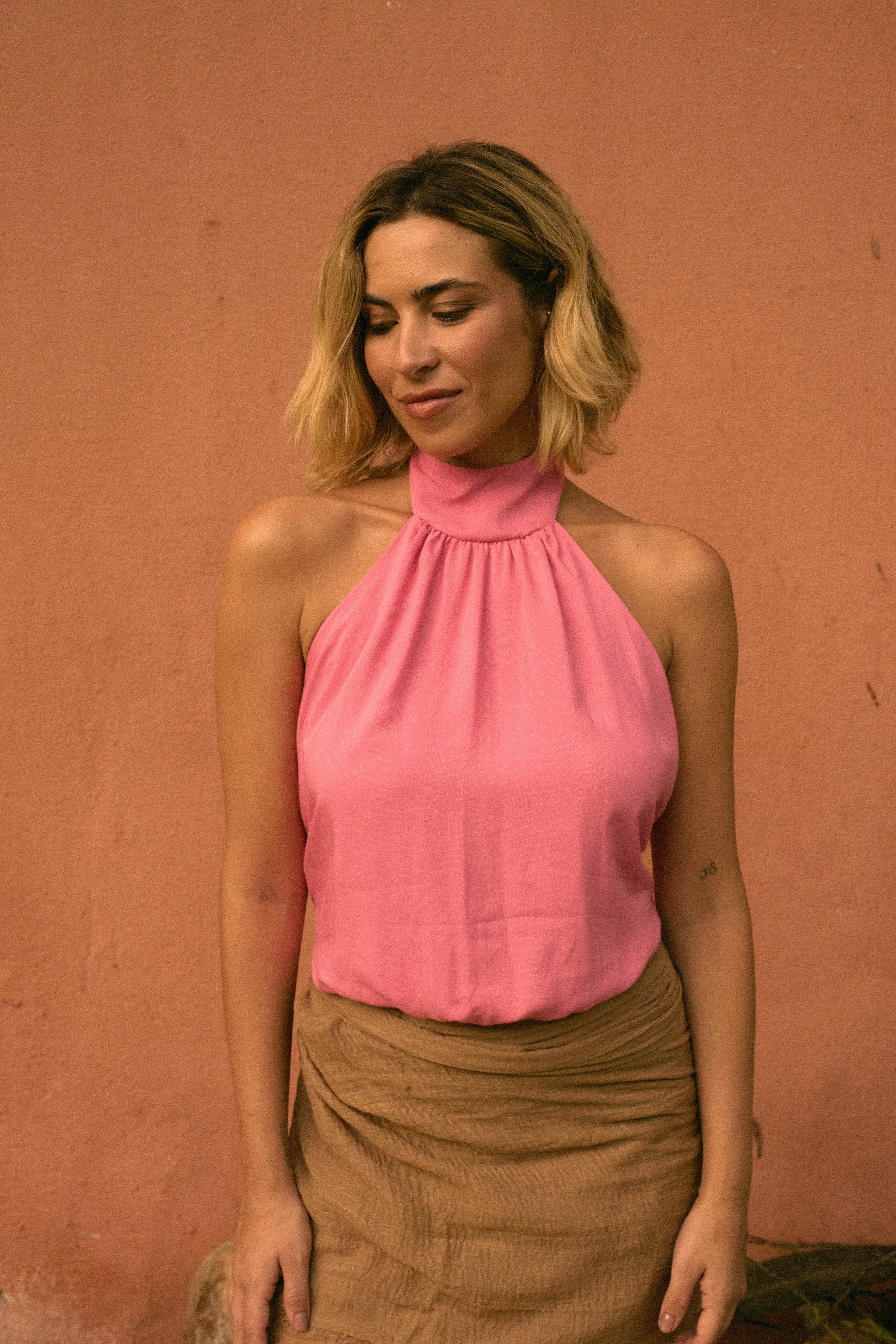BLUSA FRENTE ÚNICA ROSA - BOOBOO