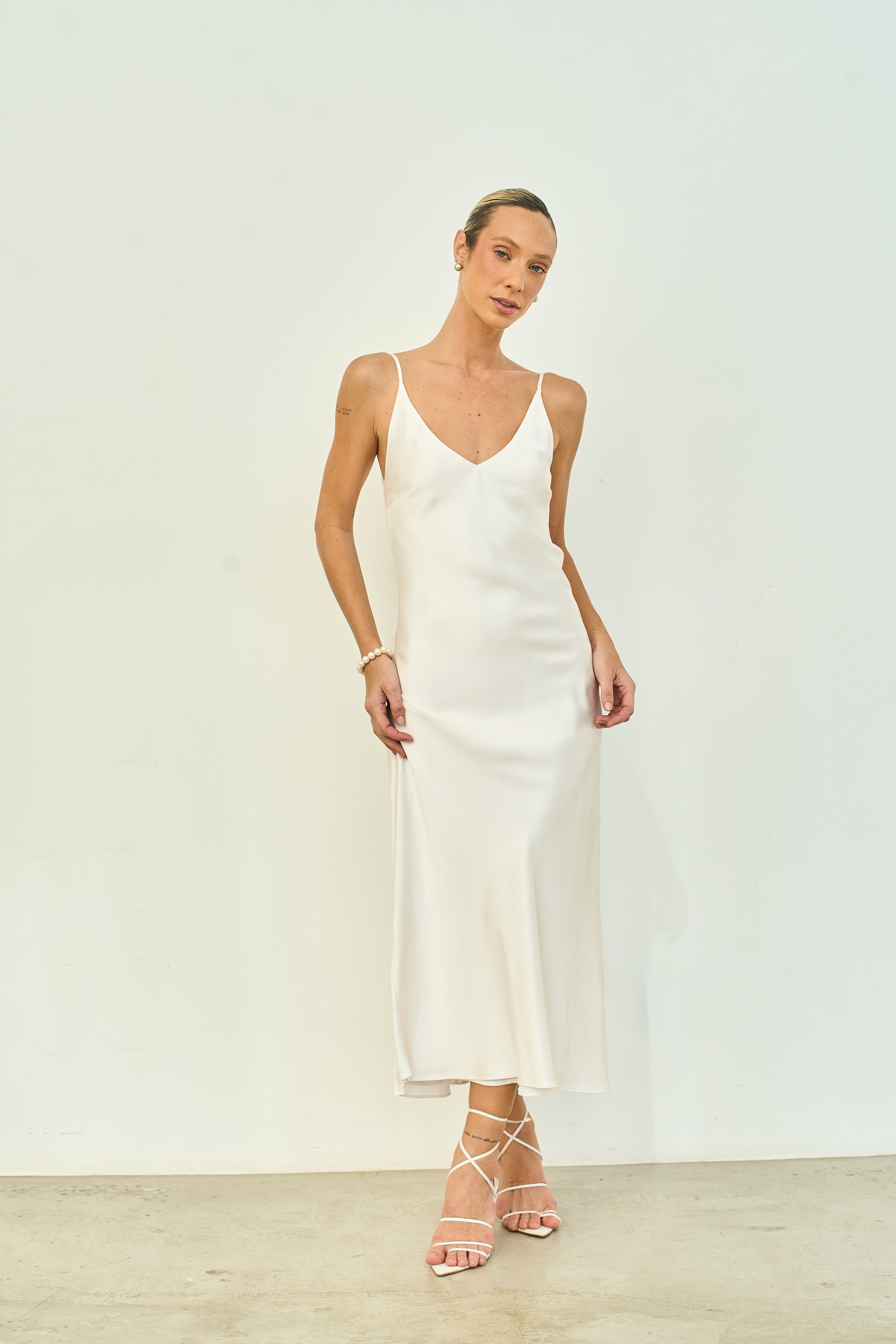 SLIP DRESS OFF WHITE