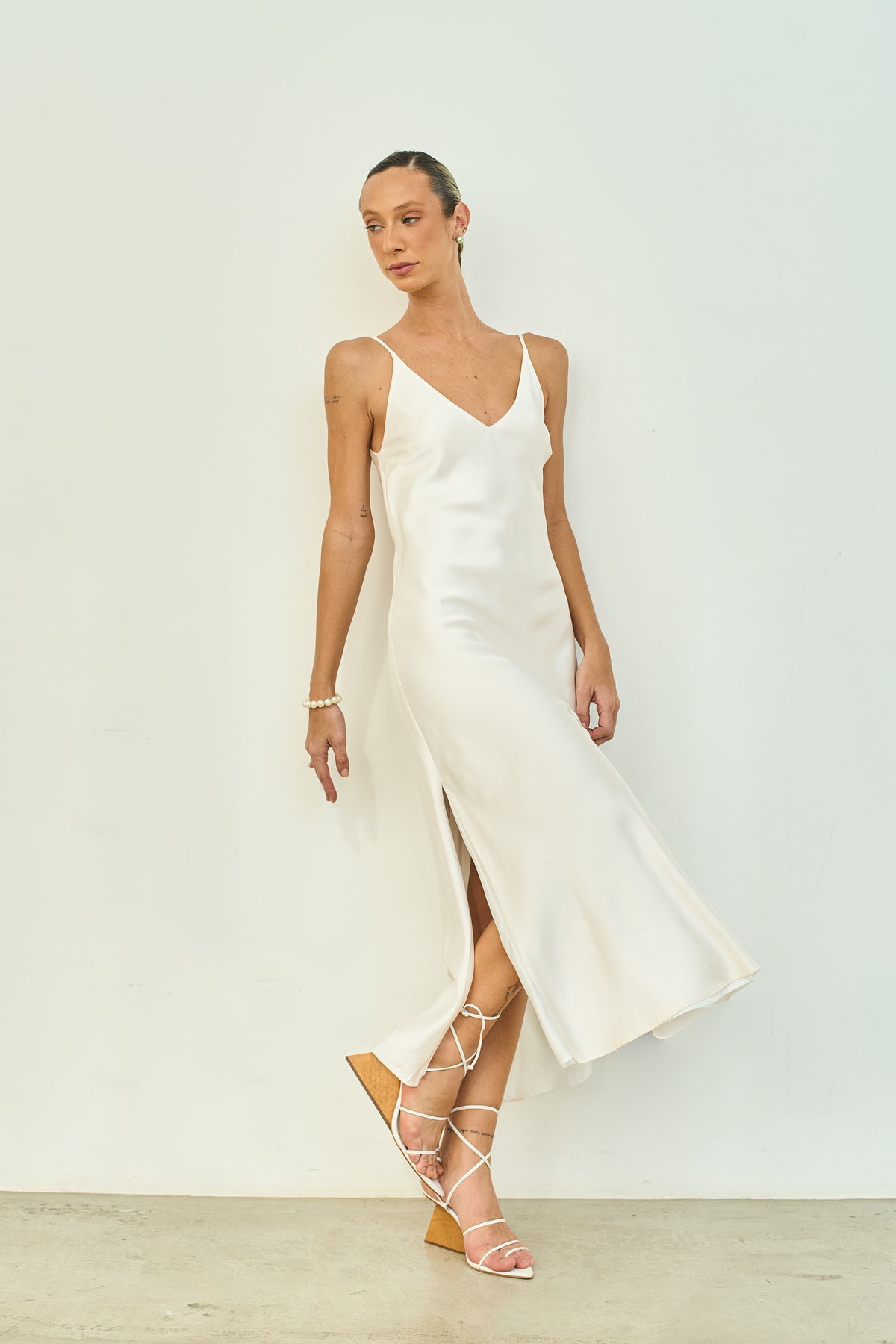 SLIP DRESS OFF WHITE