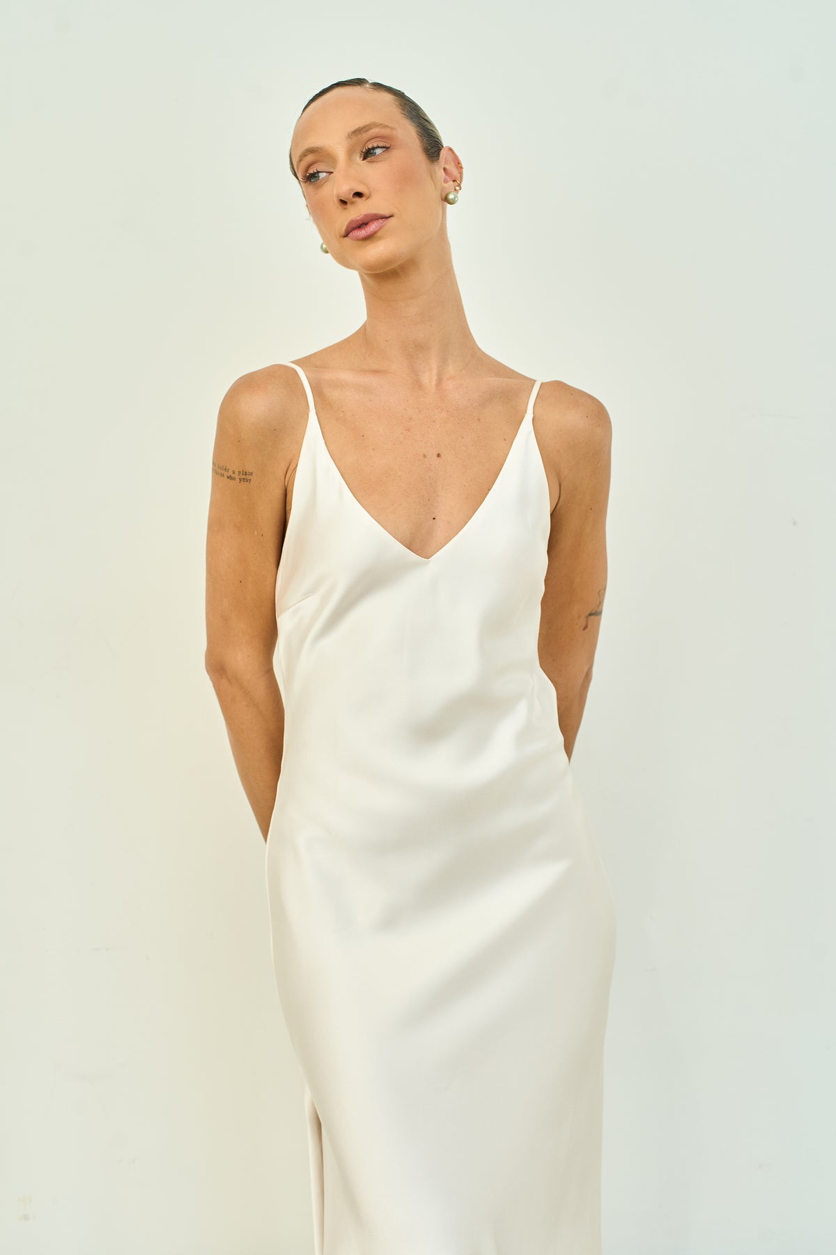 SLIP DRESS OFF WHITE