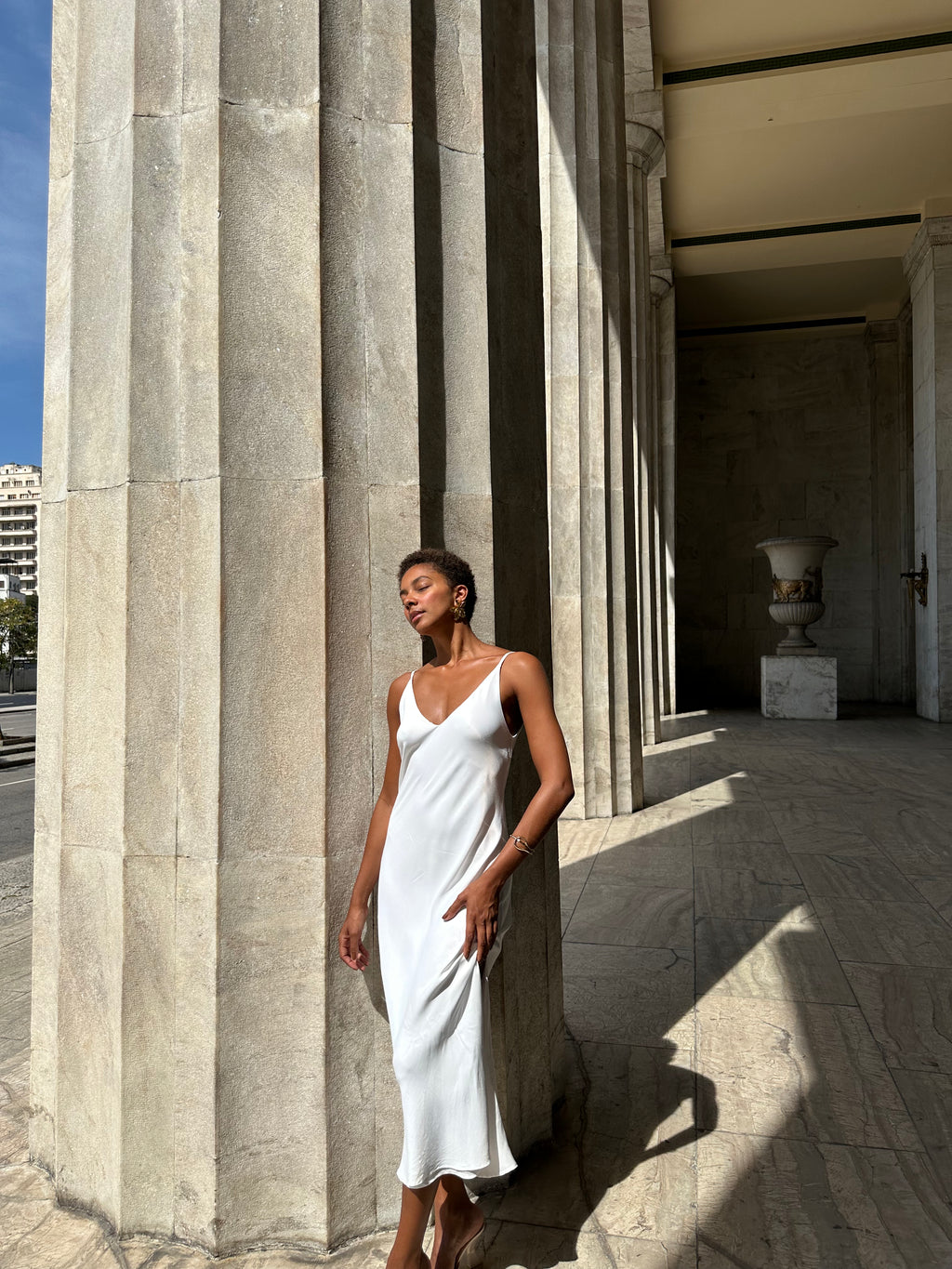 SLIP DRESS OFF WHITE