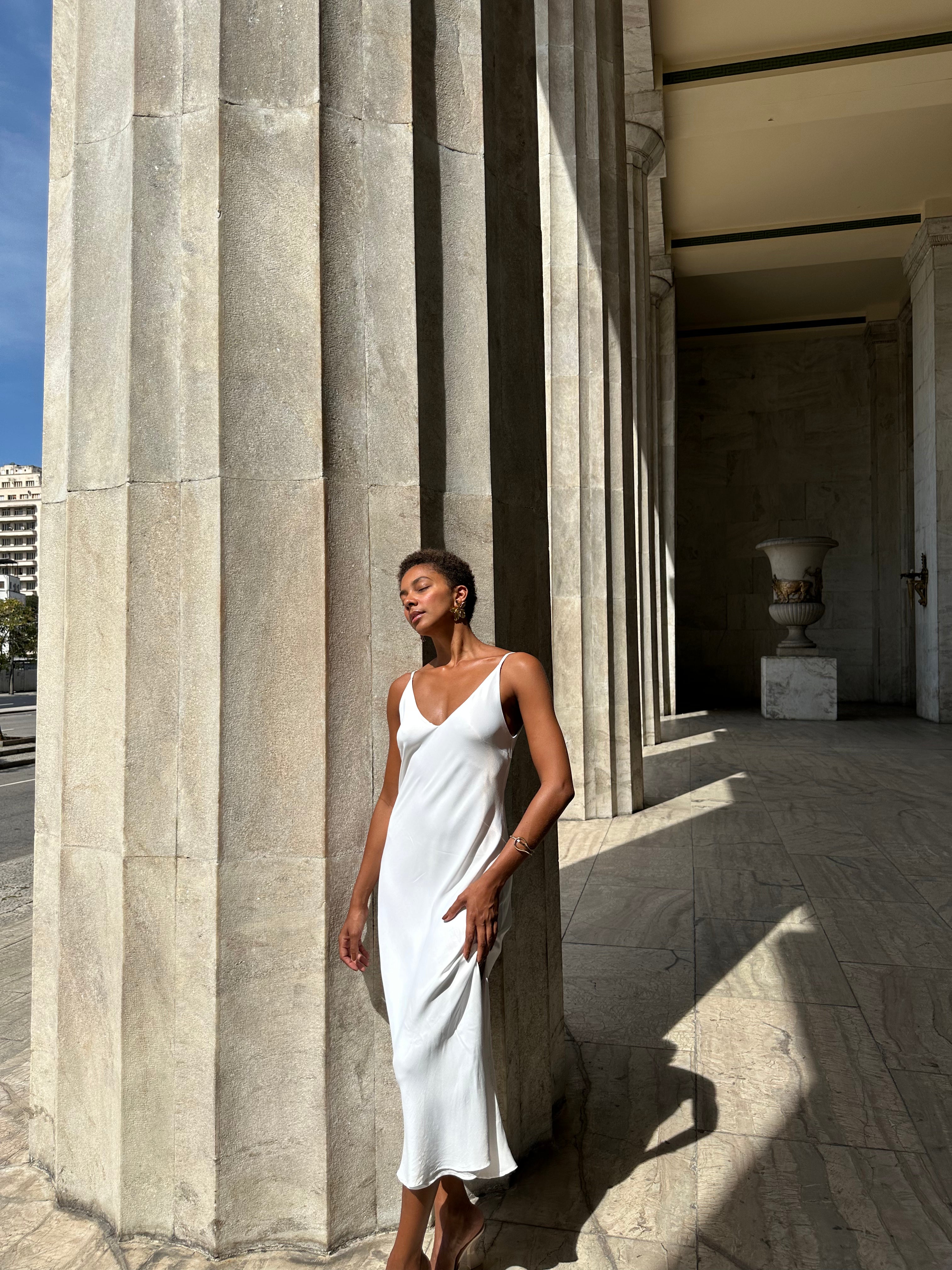 SLIP DRESS OFF WHITE